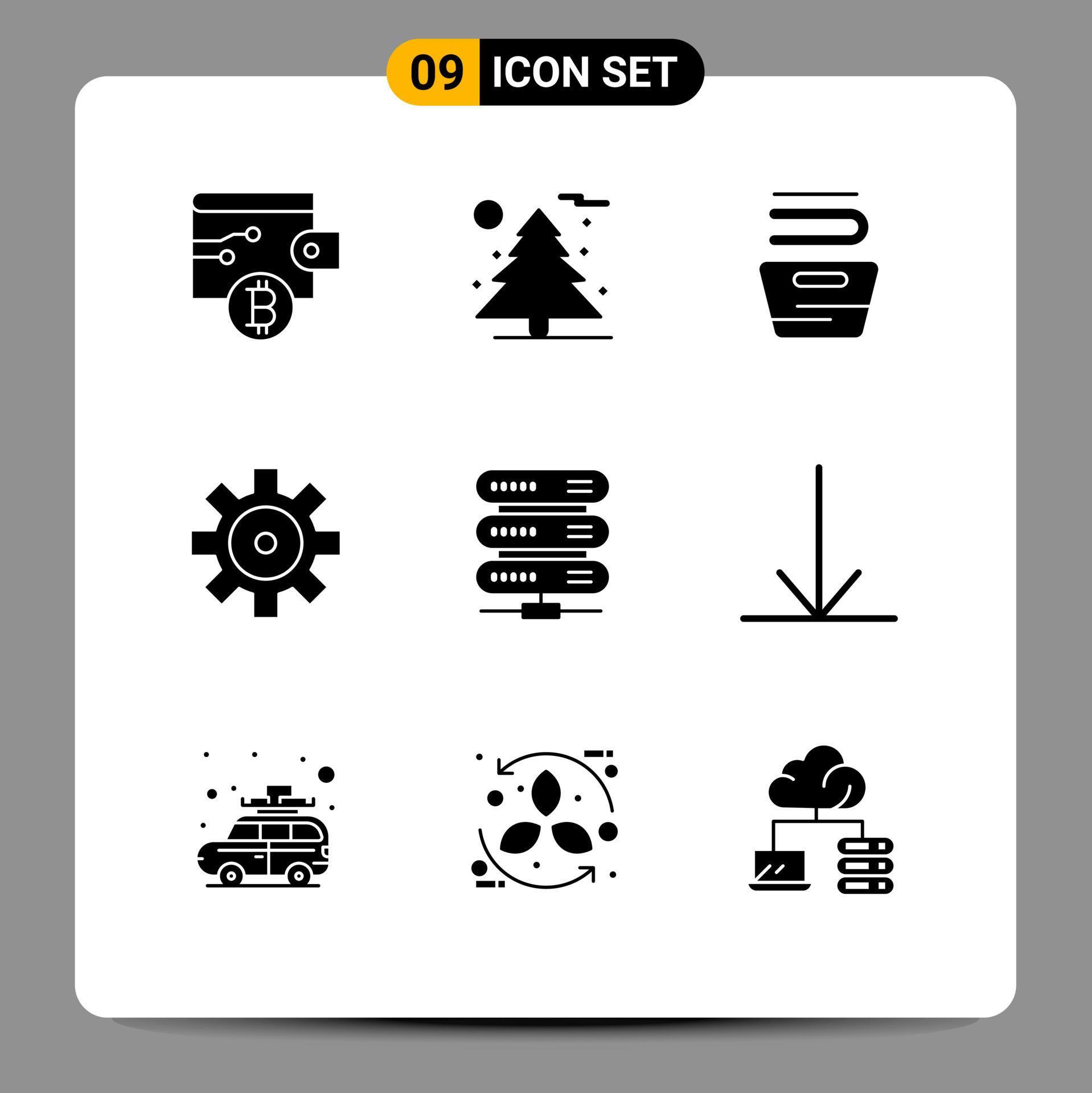 9 Thematic Vector Solid Glyphs and Editable Symbols of arrow network housekeeping data vehicle configuration Editable Vector Design Elements Stock Free