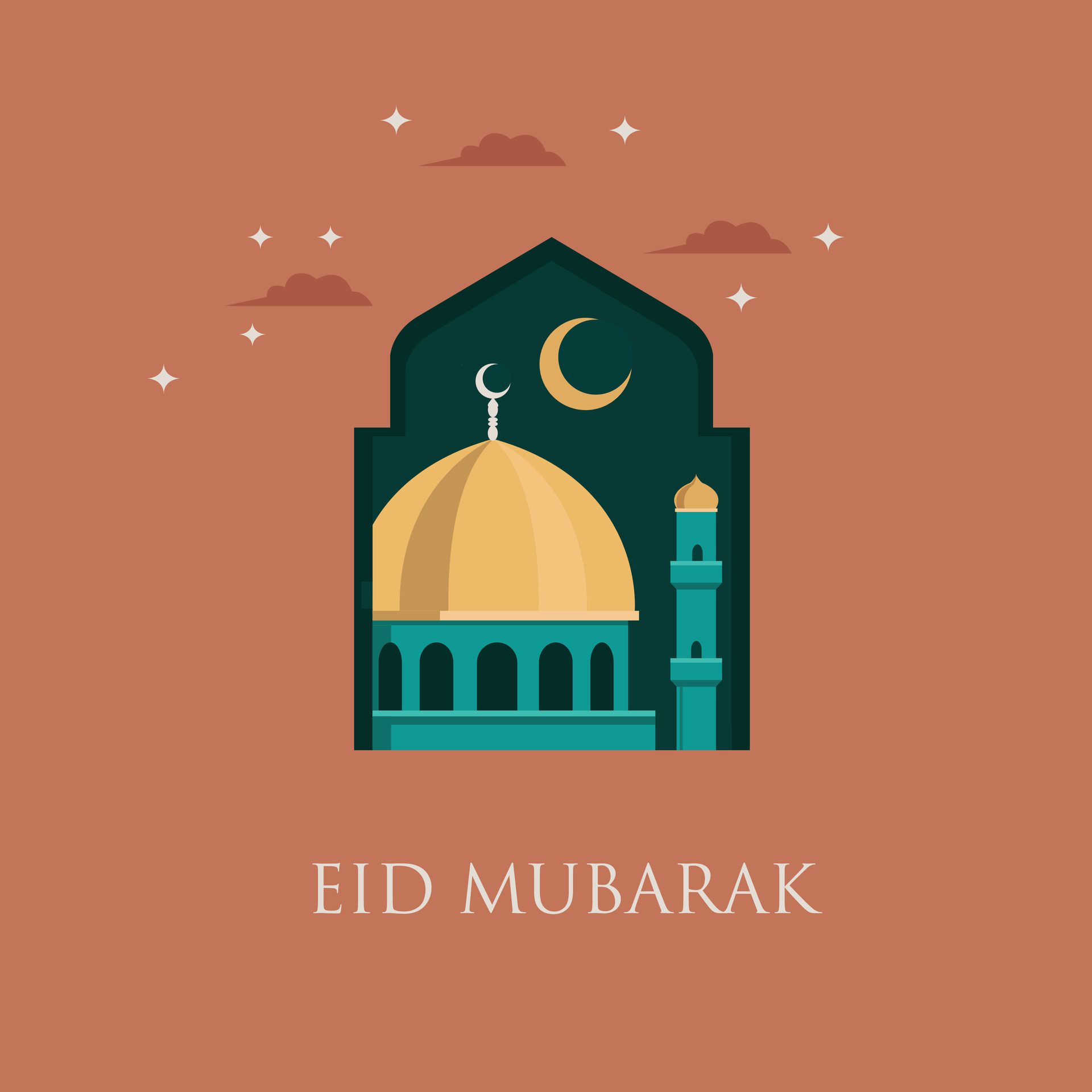 Happy Eid Mubarak vector set, perfect for greeting card, posters, and banners Free Vector