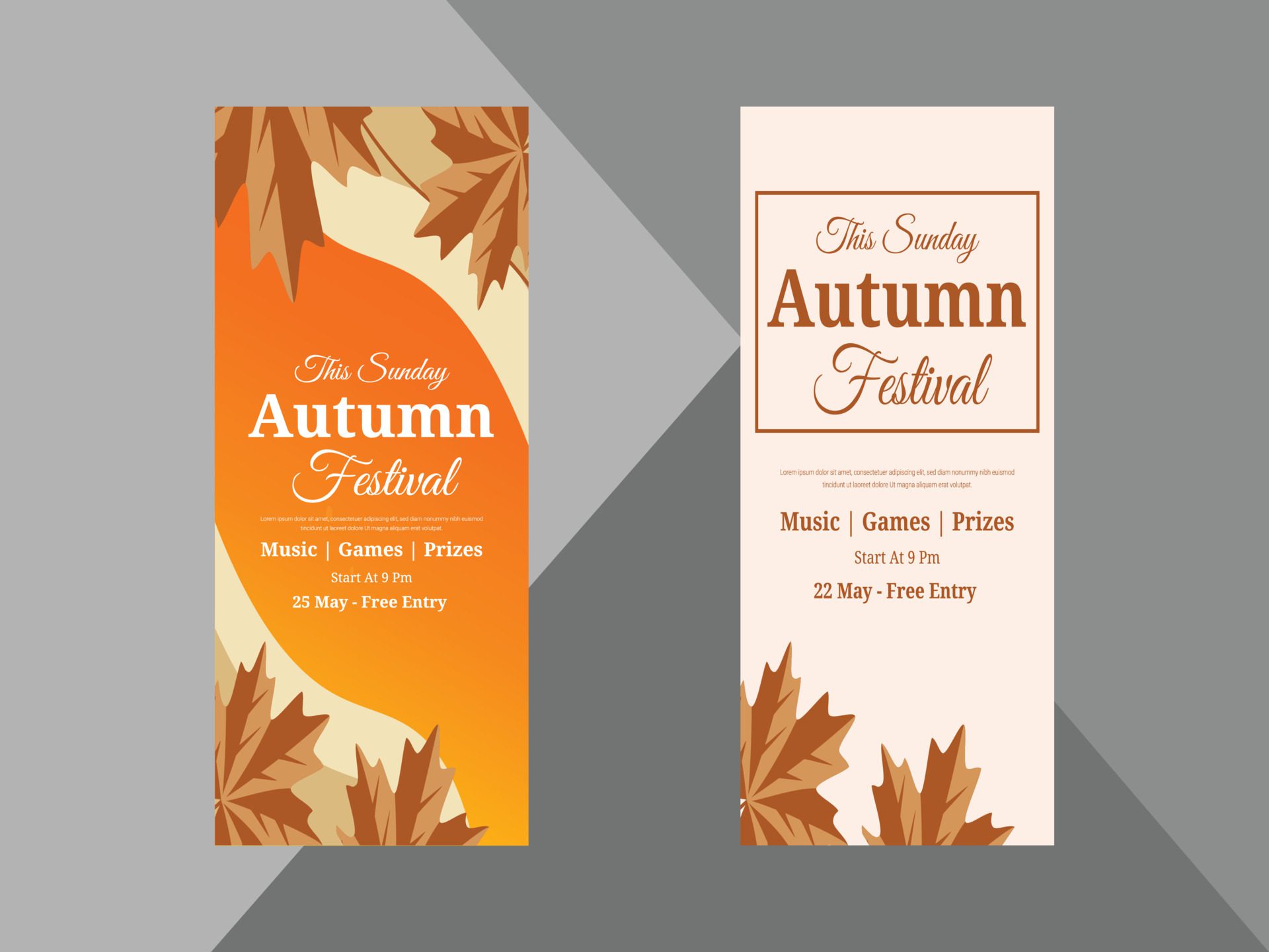 autumn festival roll up banner design template. autumn fall festival poster leaflet design template. cover, roll up banner, poster, print-ready Free Vector