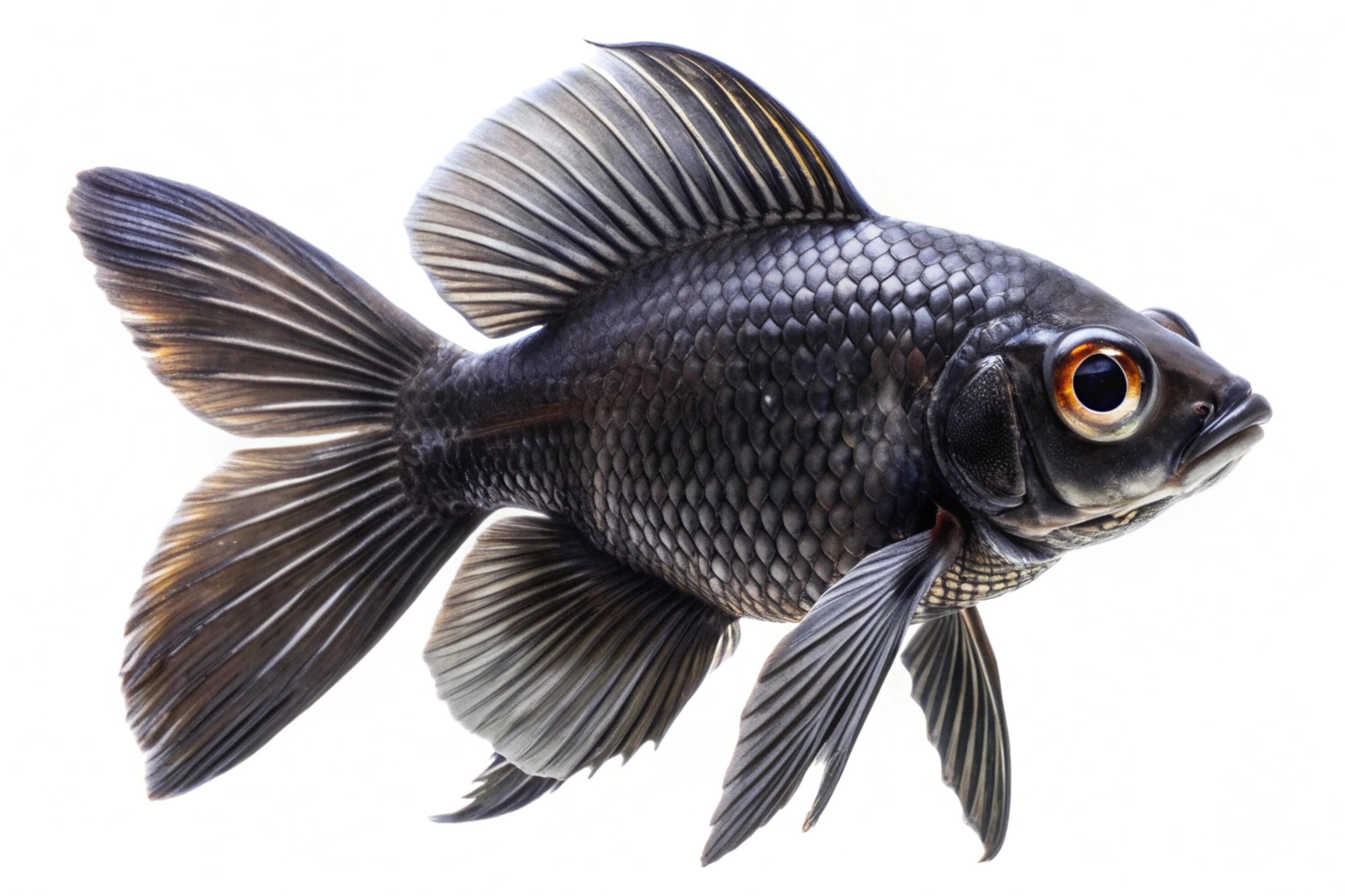 Black ornamental fish isolated on white background Stock Free