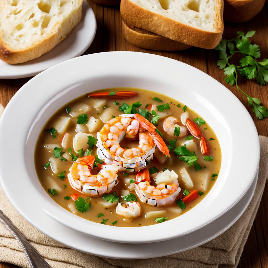 Minestra soup with shrimp by @ai_generated