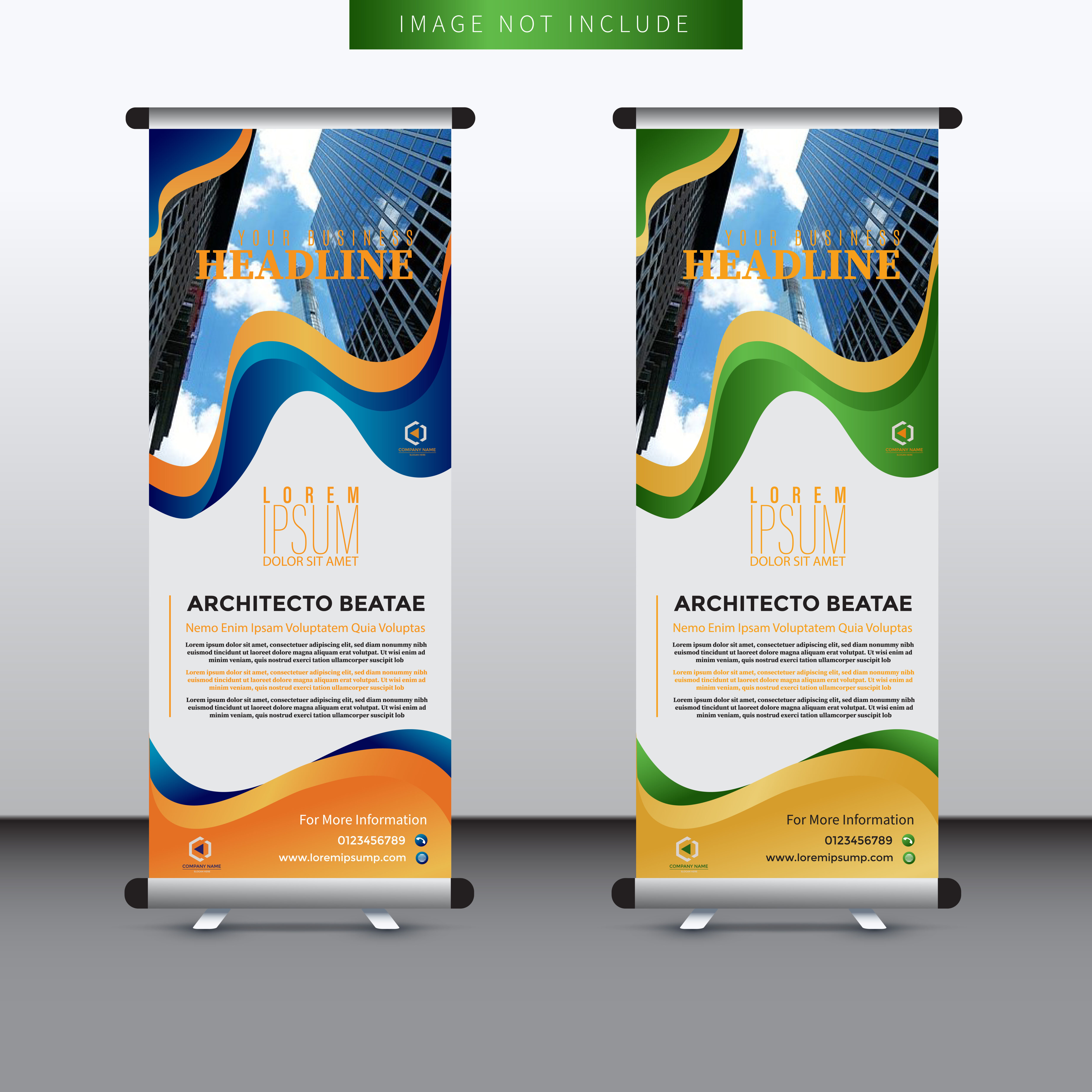 wavy design roll up banner Free Vector