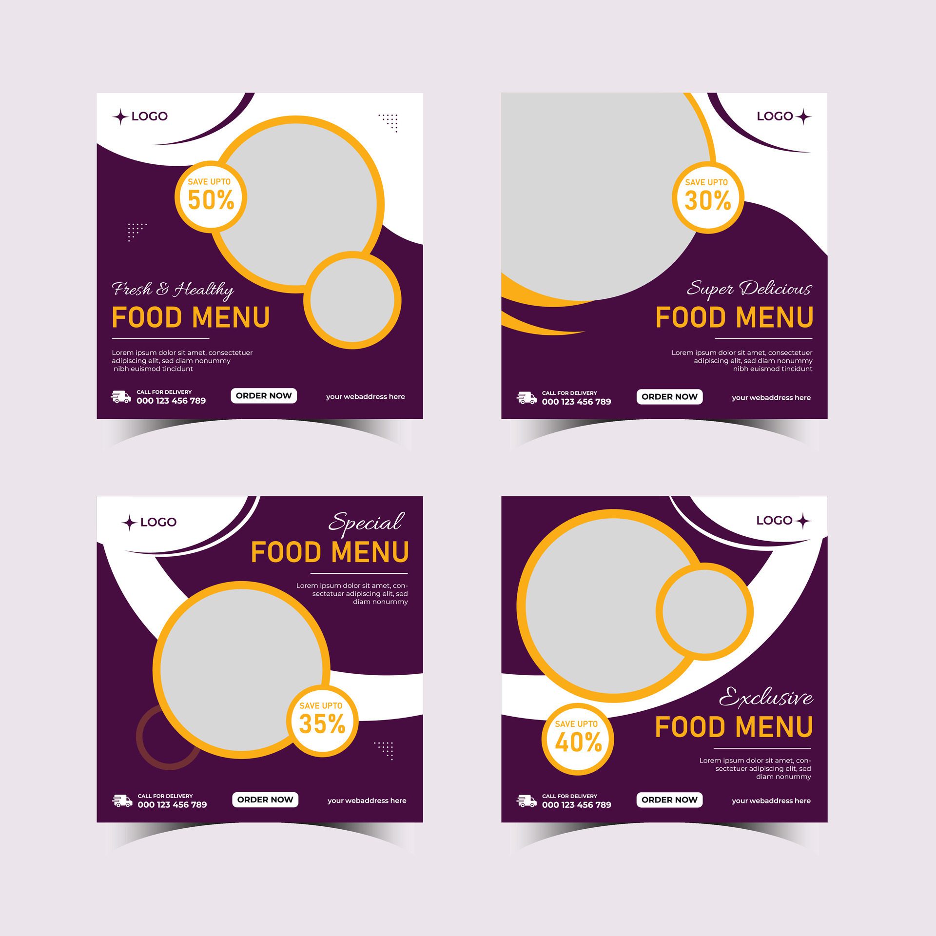 Vector delicious food social media post and web banner template, Food menu promotion social media post Free Vector