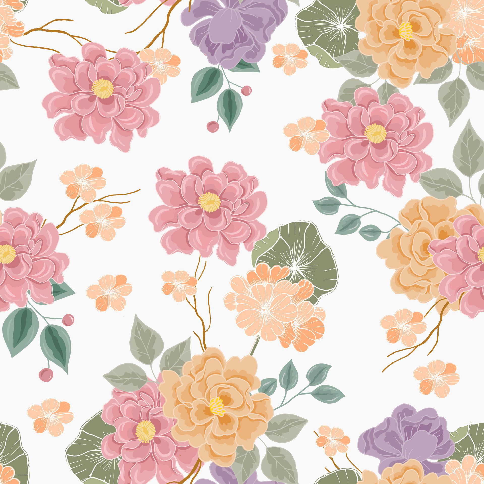 
									Soft Pastel Rose Flower Seamless Pattern Free Vector