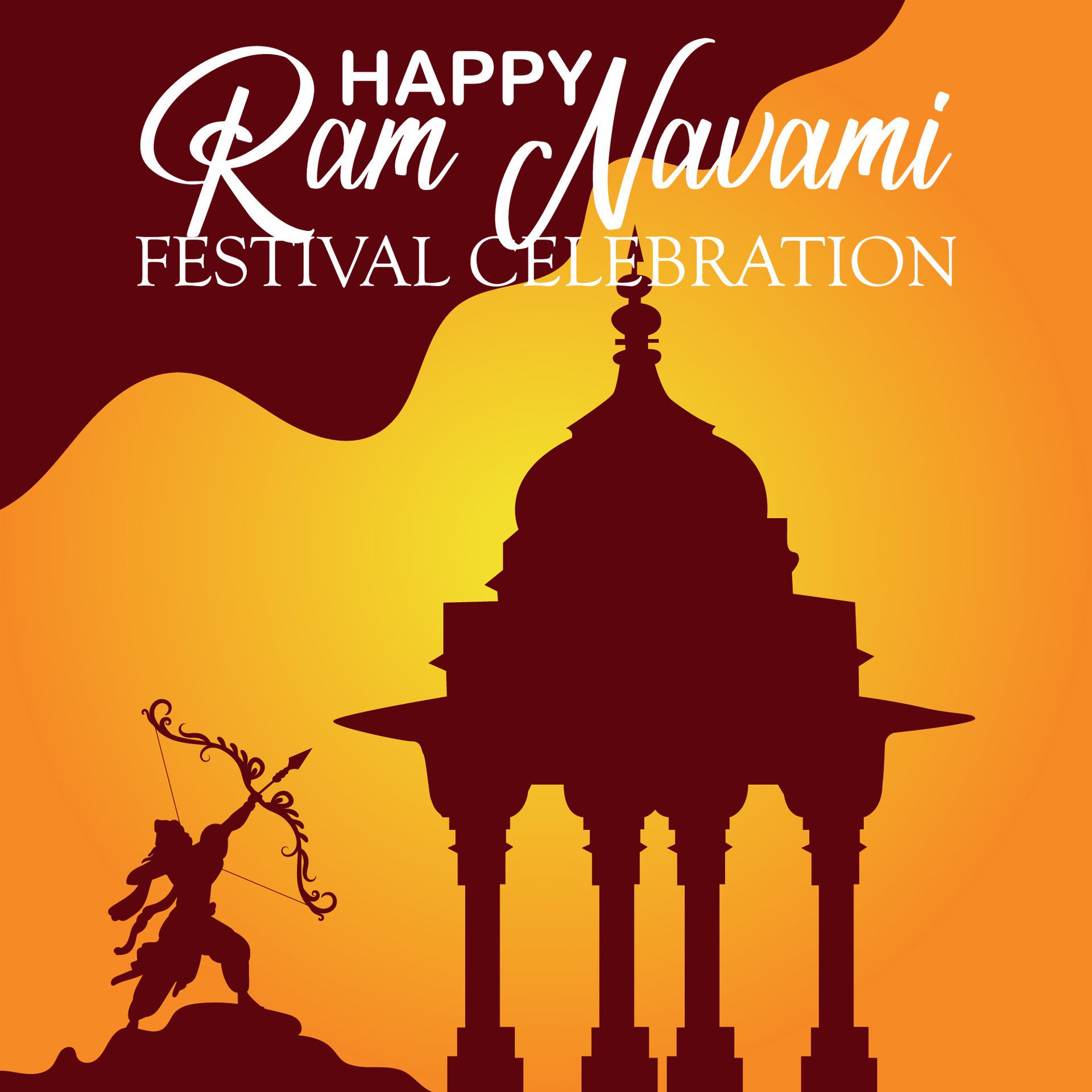 Happy Ram Navami cultural Banner Hindu festival vertical post wishes celebration card Ram Navami celebration background Free Vector