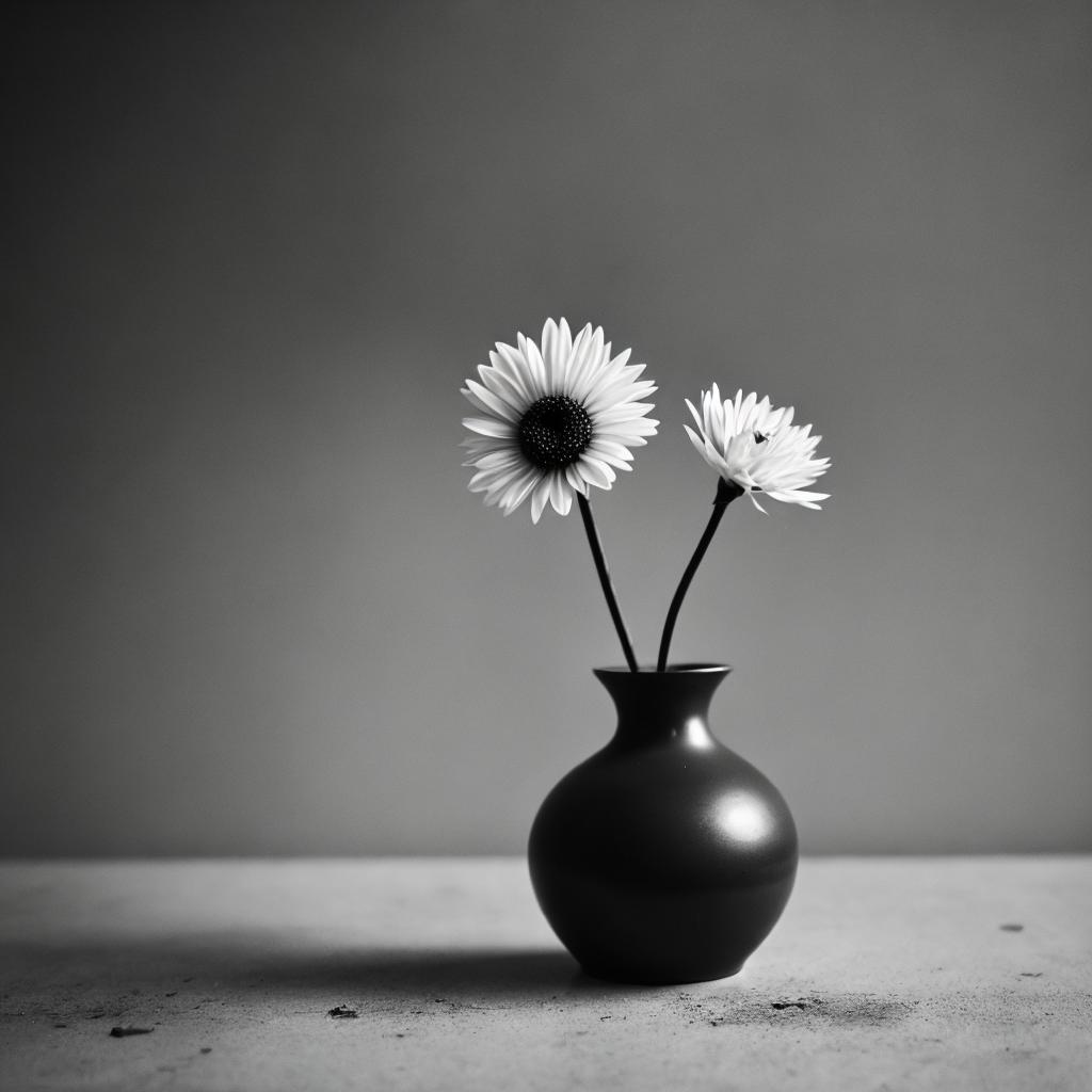 Grungy, gritty, flower vase, by @ai_generated