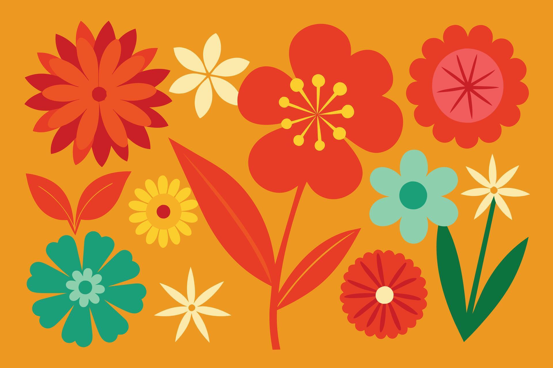 Assorted Flower Shape Vector Stock Free