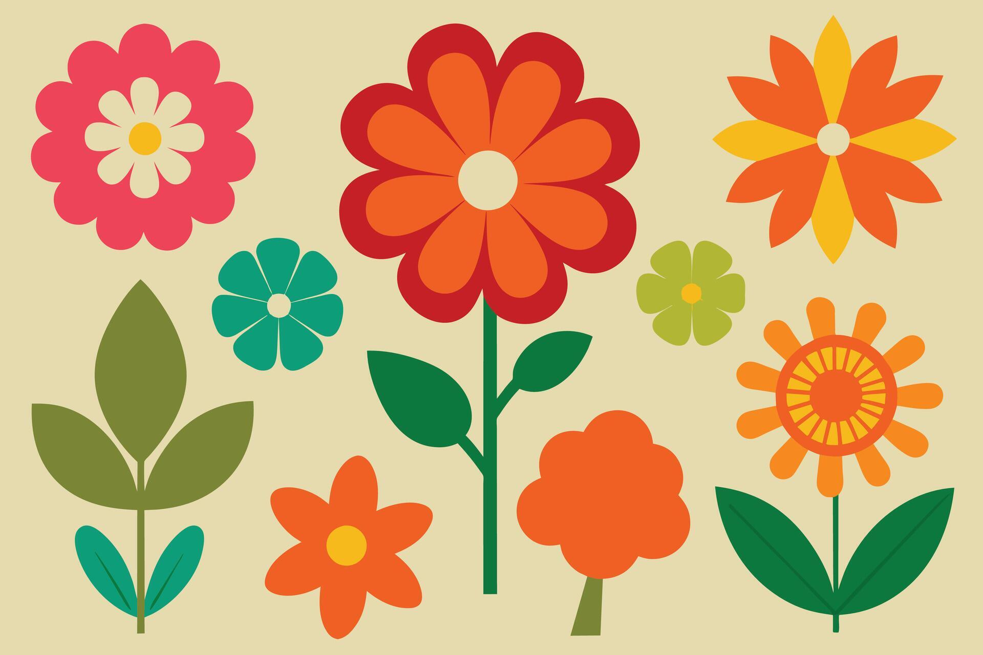 Assorted Flower Shape Vector Stock Free