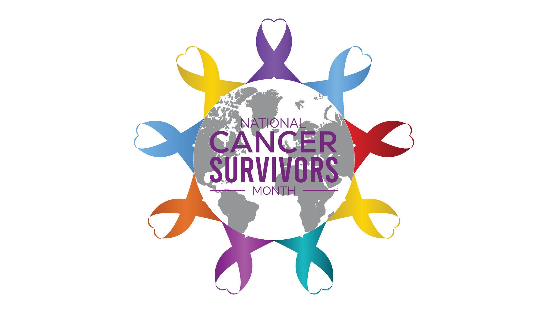 National Cancer Survivors Month observed every year in June. Template for background, banner, card, poster with text inscription. Free Vector