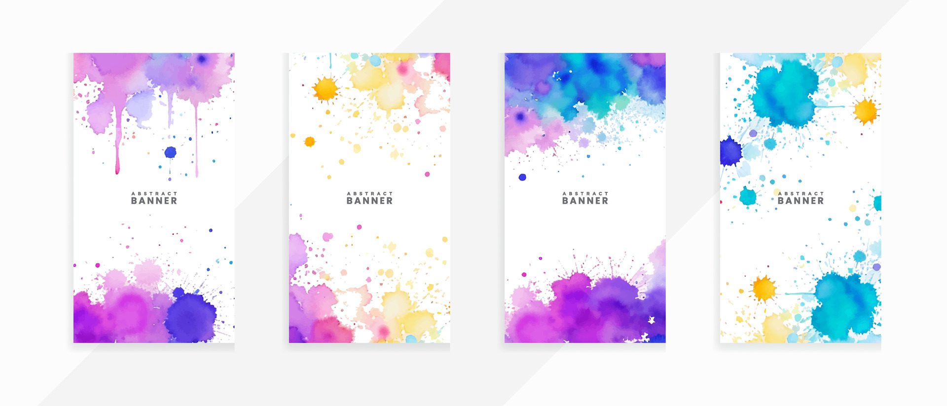 Abstract Colorful watercolor splash and stains watercolor png with isolated scarlet spot textures banners set Free Vector