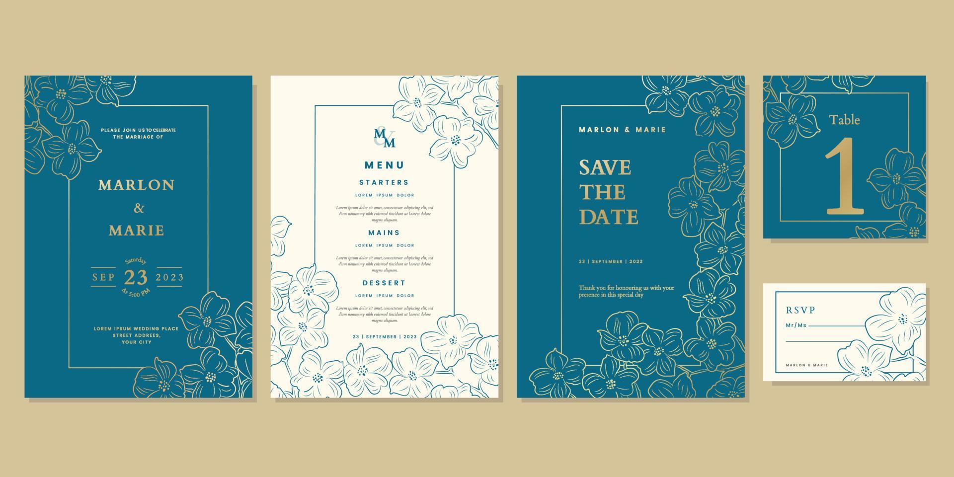 Golden gradient flower wedding invitation Stock Free and Free SVG