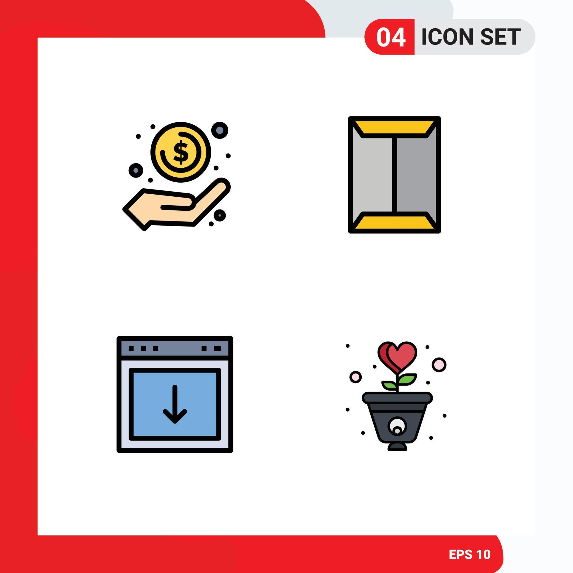 Pictogram Set of 4 Simple Filledline Flat Colors of cash box money in hand rack arrow Editable Vector Design Elements Stock Free