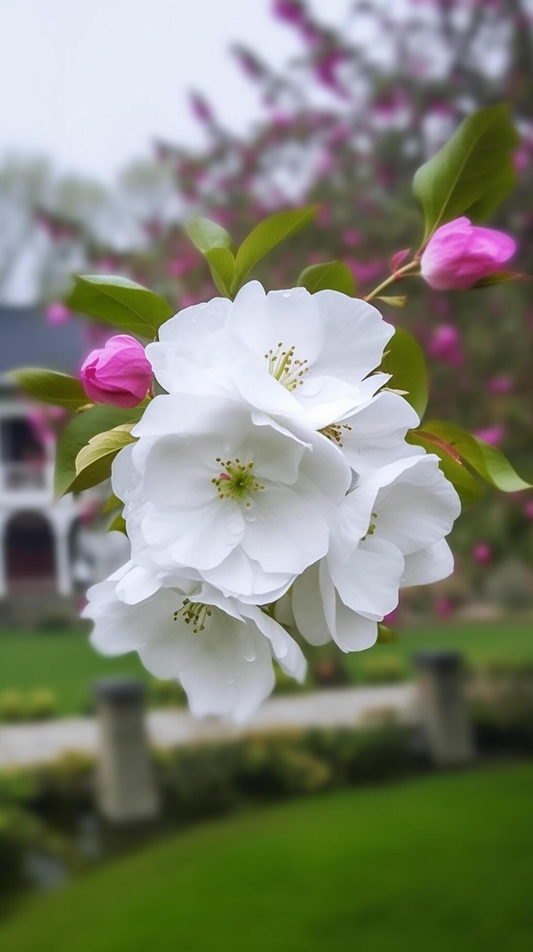 White Flower with green background, Real clear photo Chinese Suzhou garden purple Stock Free