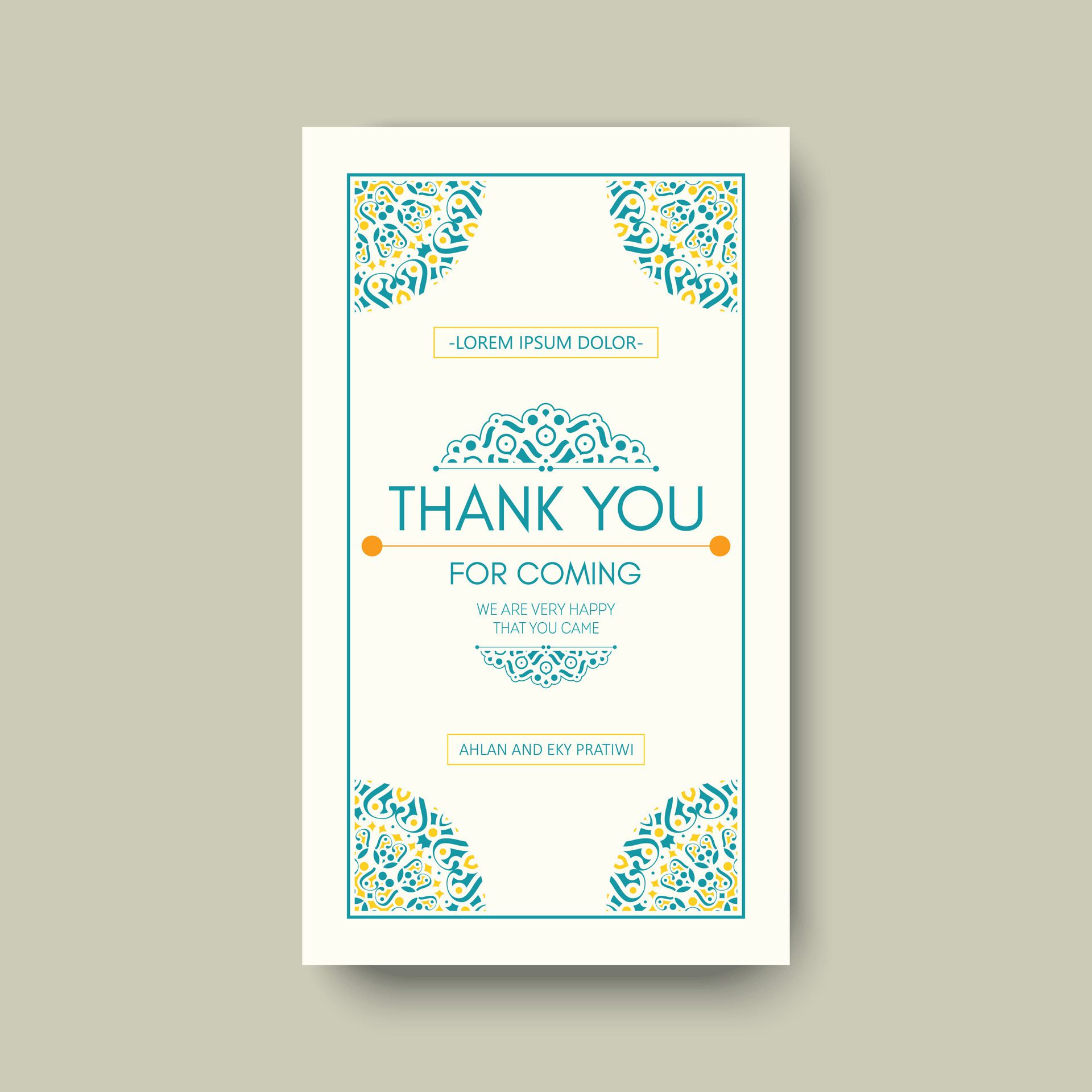 colorful patterned wedding thank you cards Free Vector