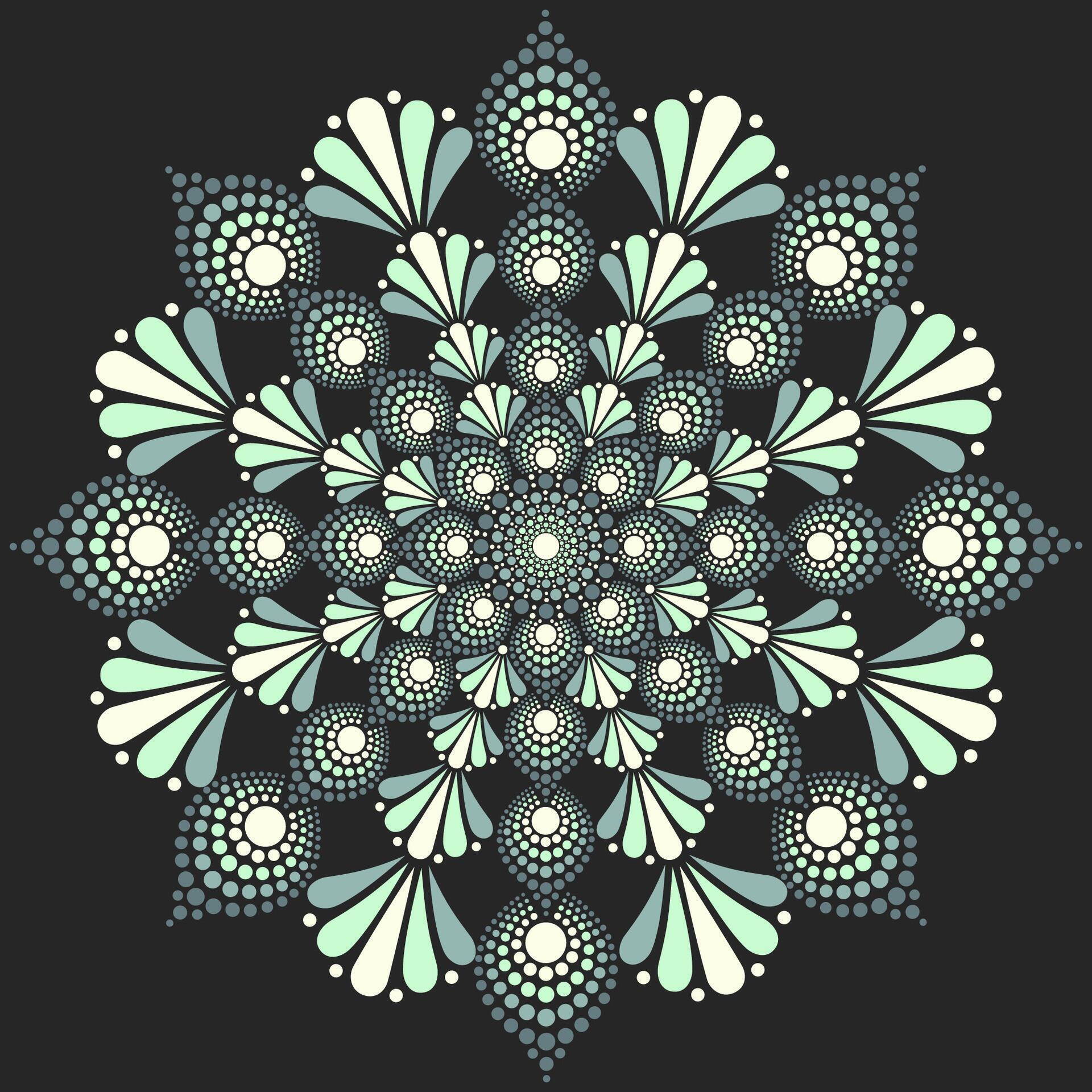 Flower mandala dot painting with black background. Stock Free