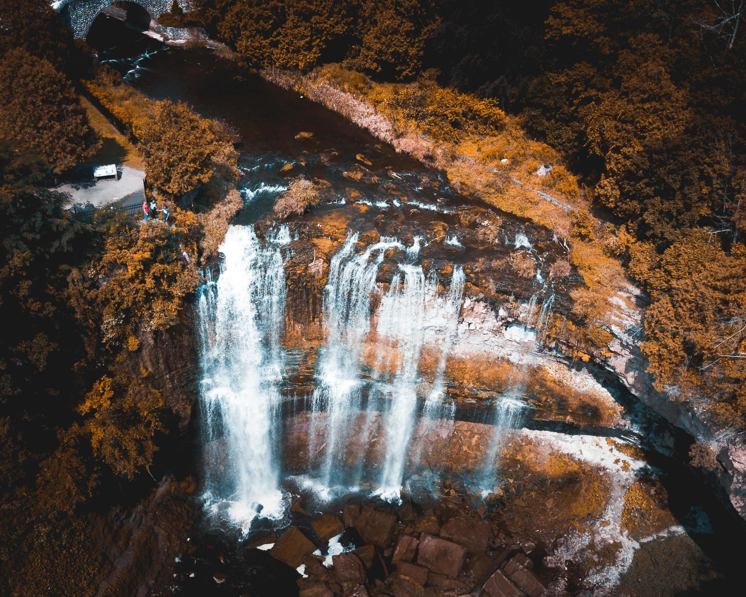 Aerial photography of waterfalls Stock Free