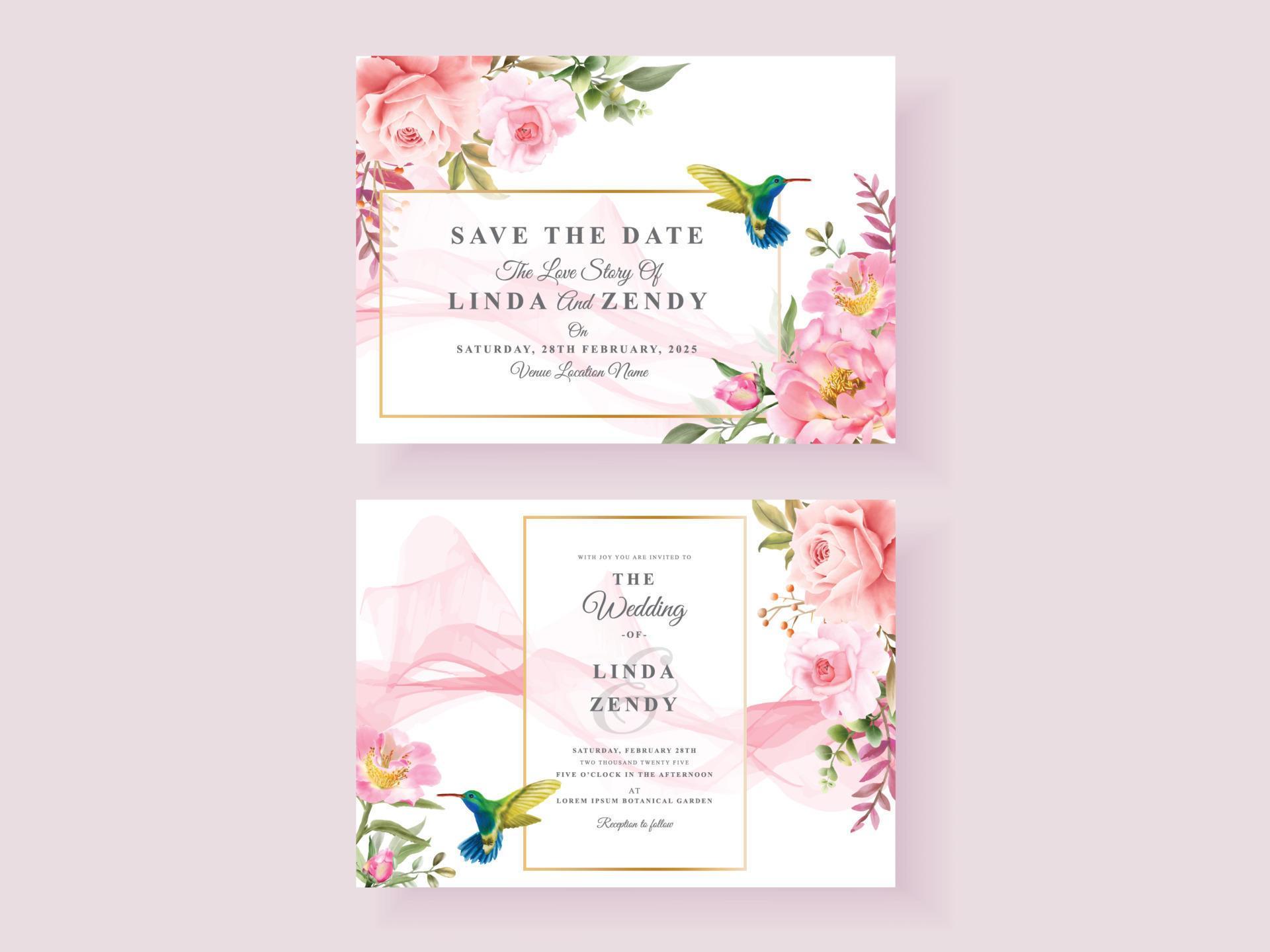 Soft pink flower wedding invitation card Stock Free