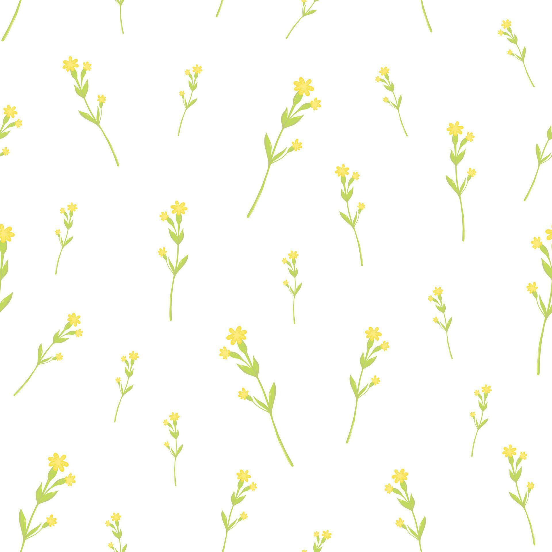 Yellow tiny genuine flowers vector seamless pattern for International Womens Day, March 8th, floral background, wallpaper, paper wrapping Stock Free