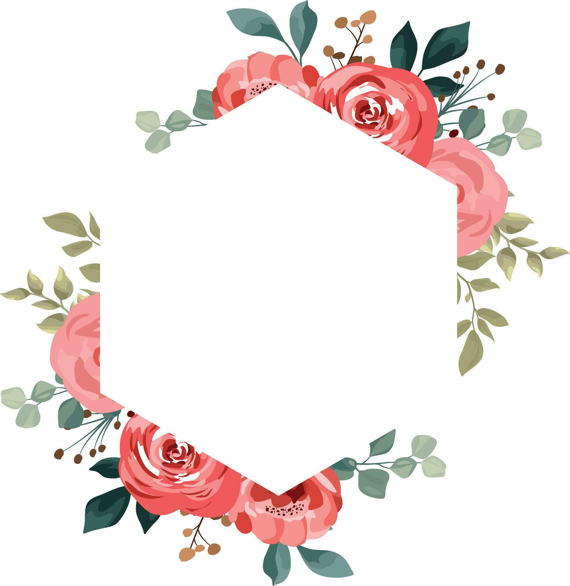 wedding flower frame with flower bouquet, wedding invitation decoration or greeting card Stock Free