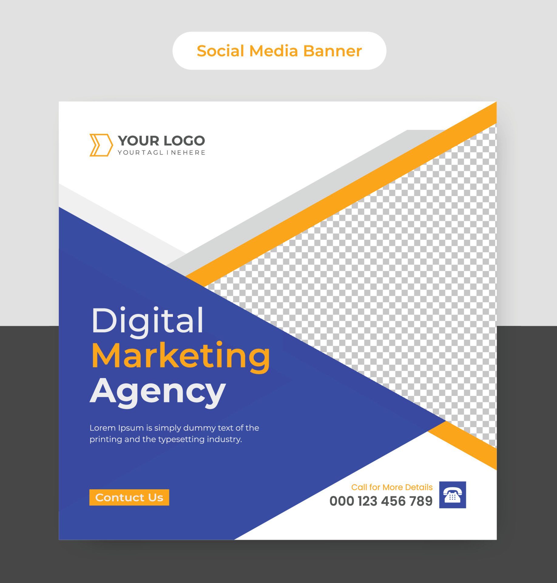 Digital marketing social media post design and business agency square banner idea vector template Free Vector