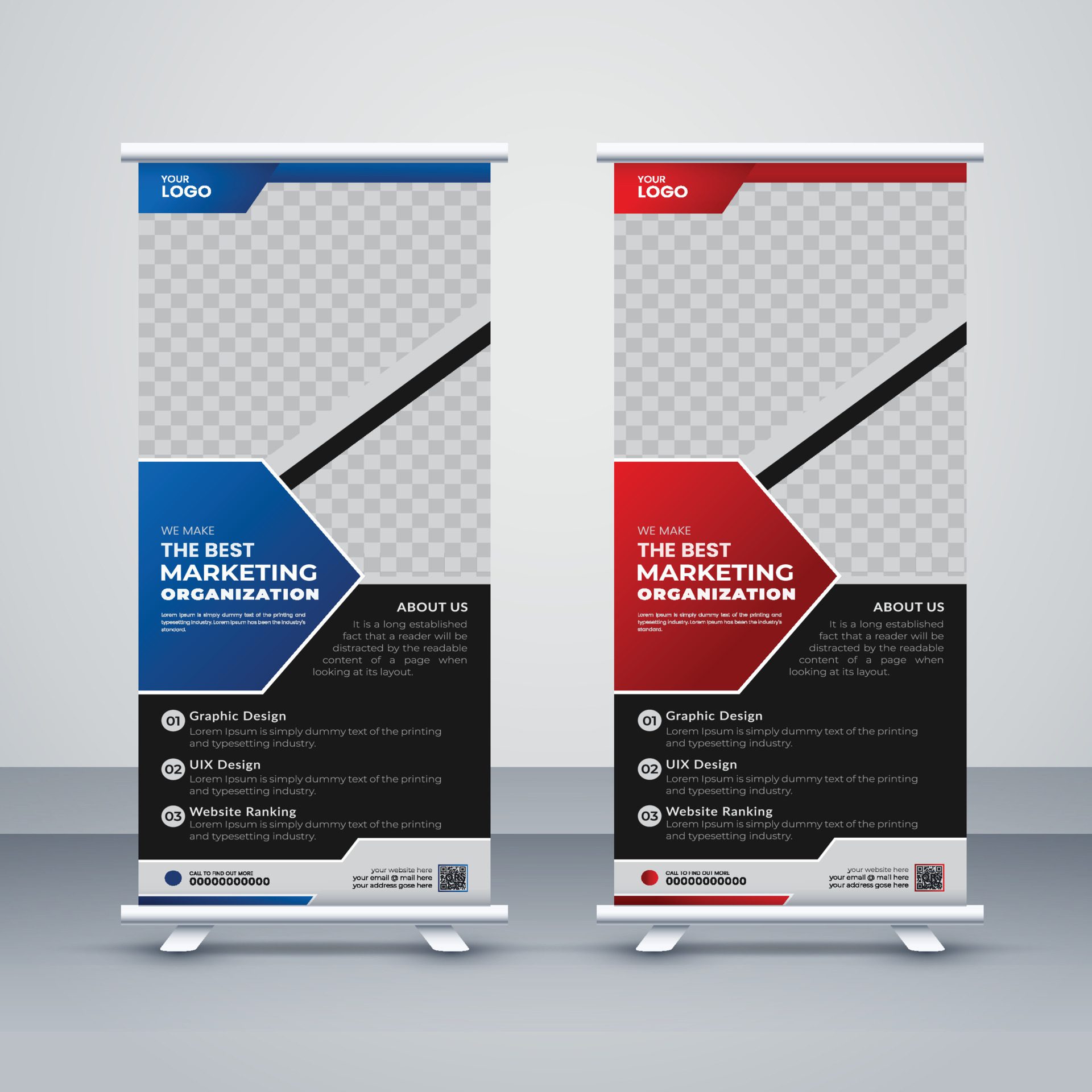 corotate and creative rollup banner design Free Vector