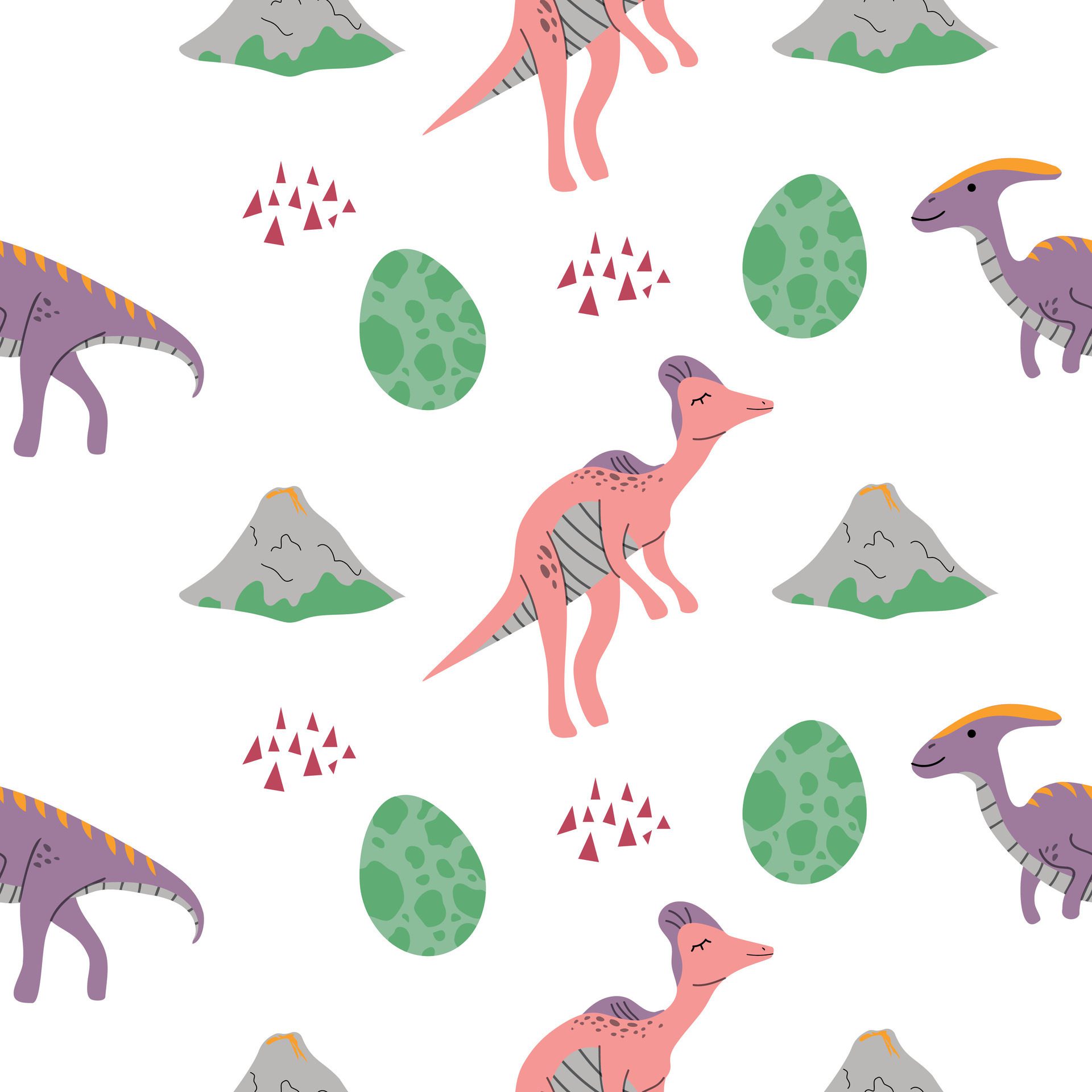 Baby dinosaur seamless pattern in cartoon flat style. Free Vector