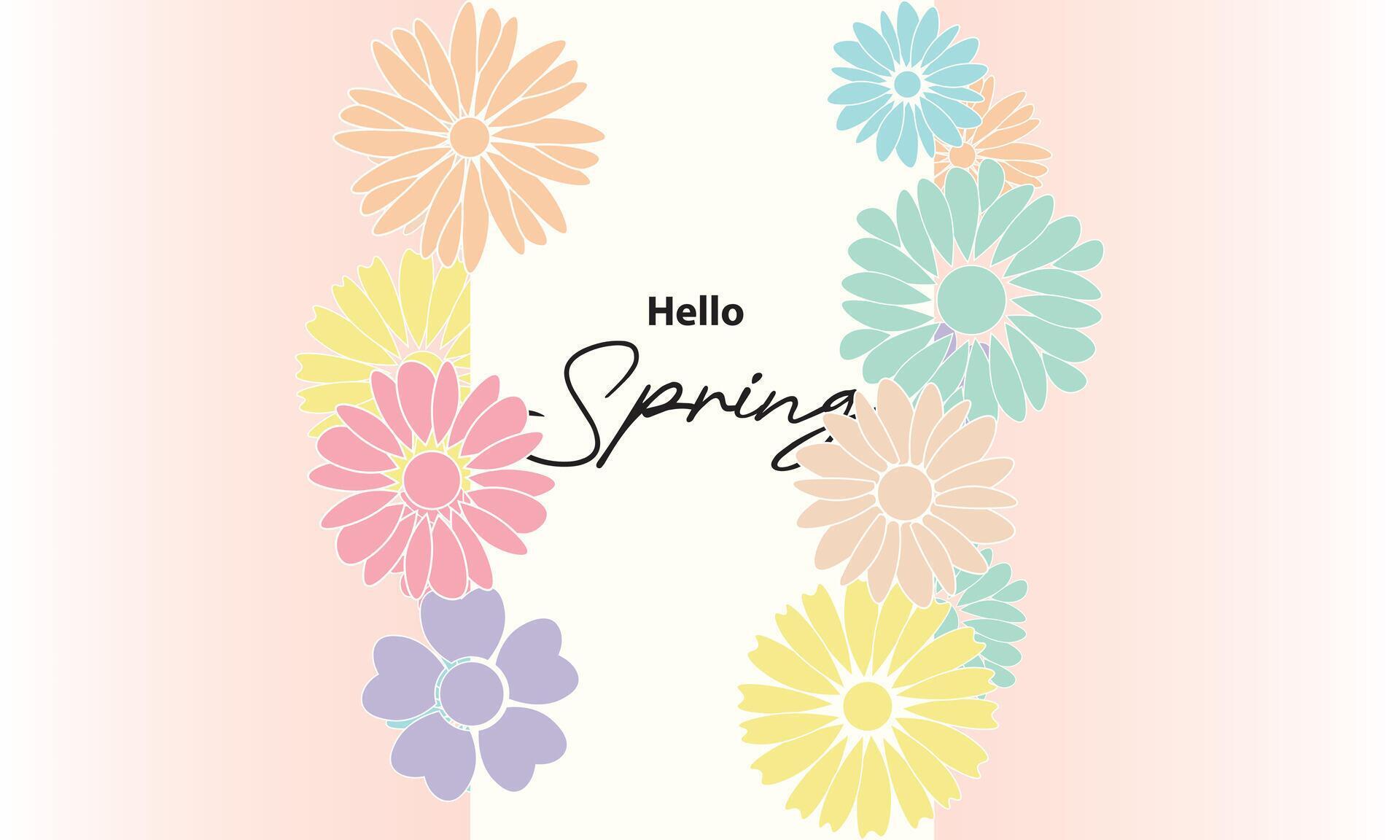 Spring abstract vector backgrounds with flowers,Art illustration for card, banner, invitation, social media post, poster, advertising. Stock Free