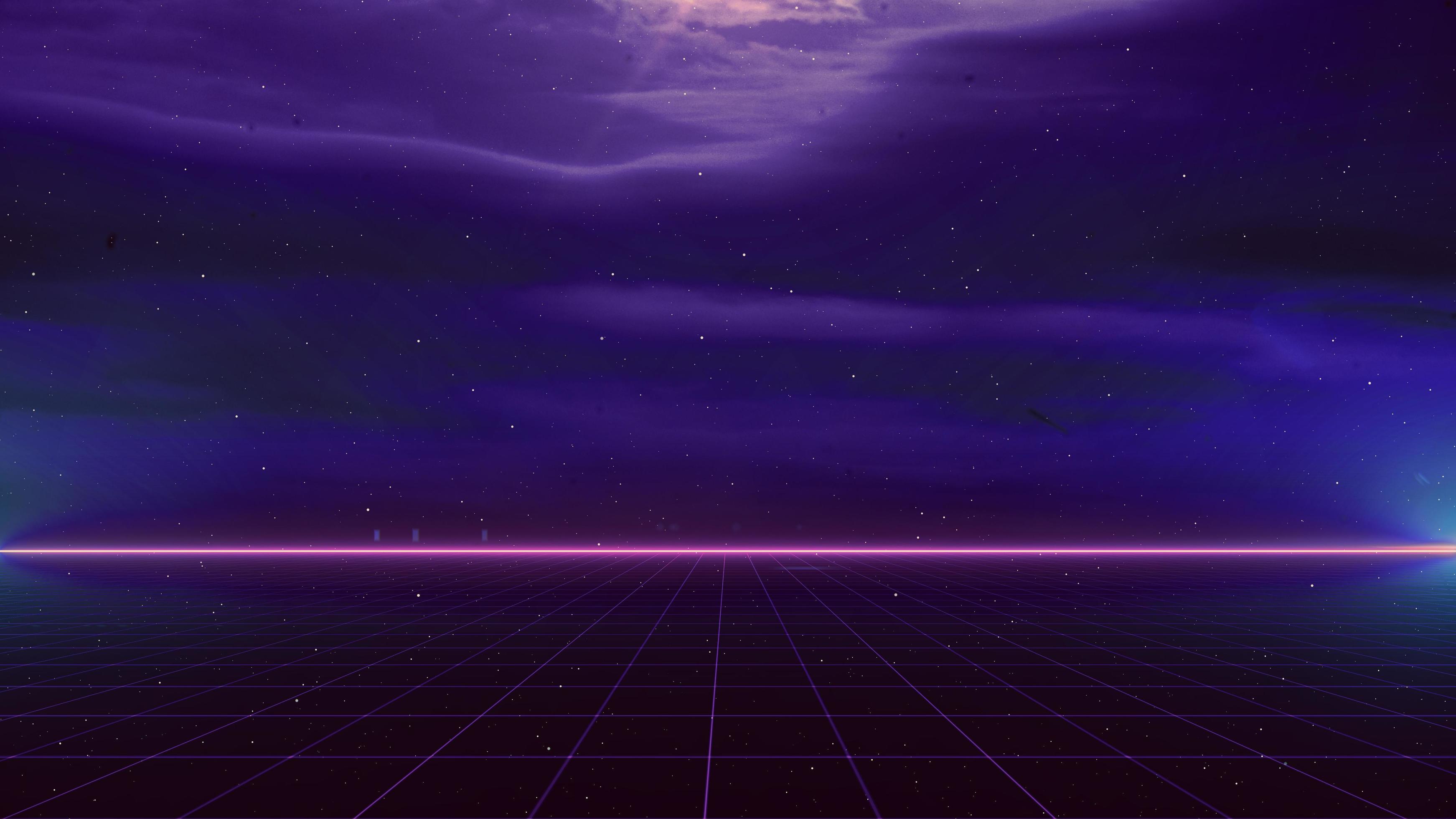 Retro style 80s Sci-Fi Background Futuristic with laser grid landscape. Stock Free