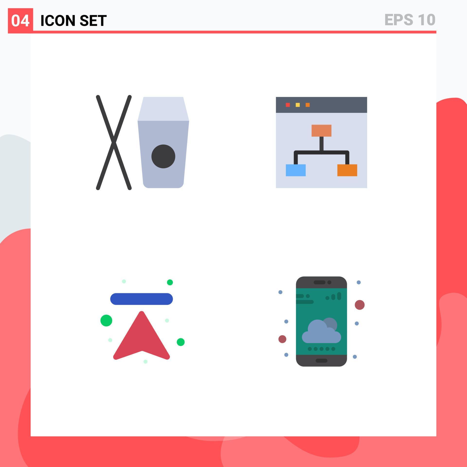 4 Thematic Vector Flat Icons and Editable Symbols of box arrows browser people upload Editable Vector Design Elements Stock Free