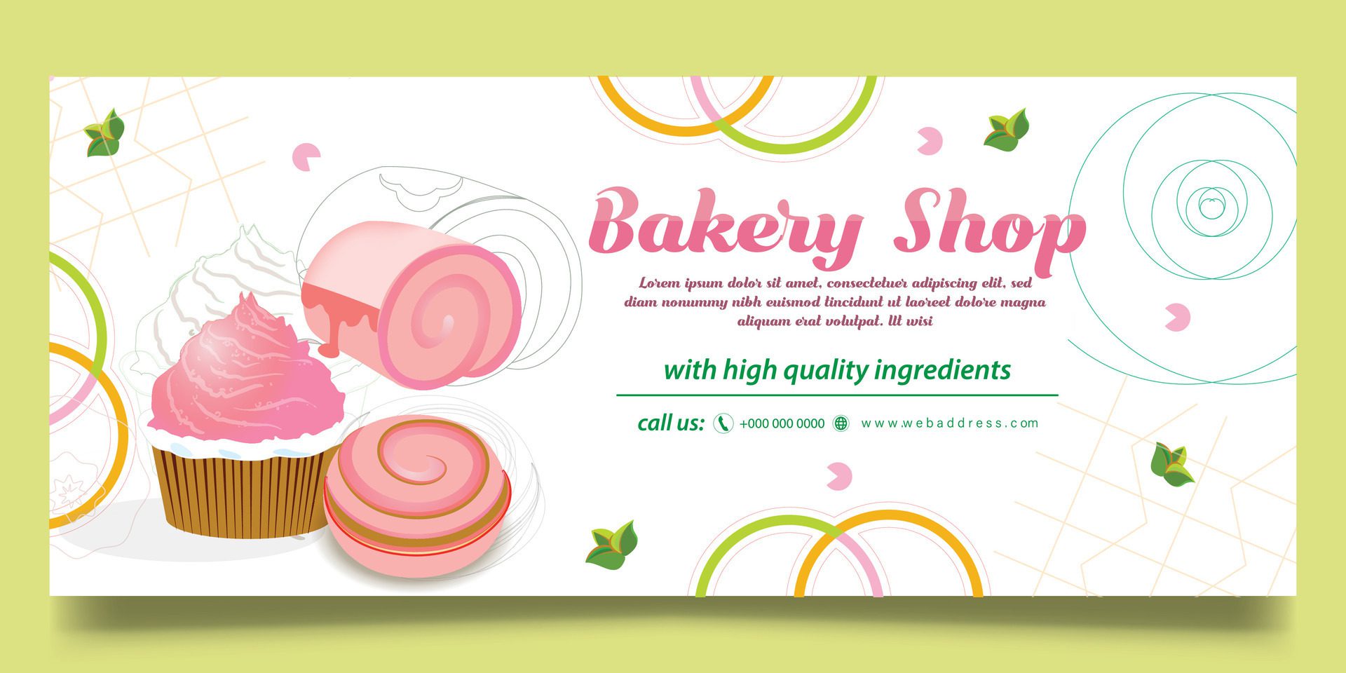 Bakery shop banner design and food shop banner Free Vector