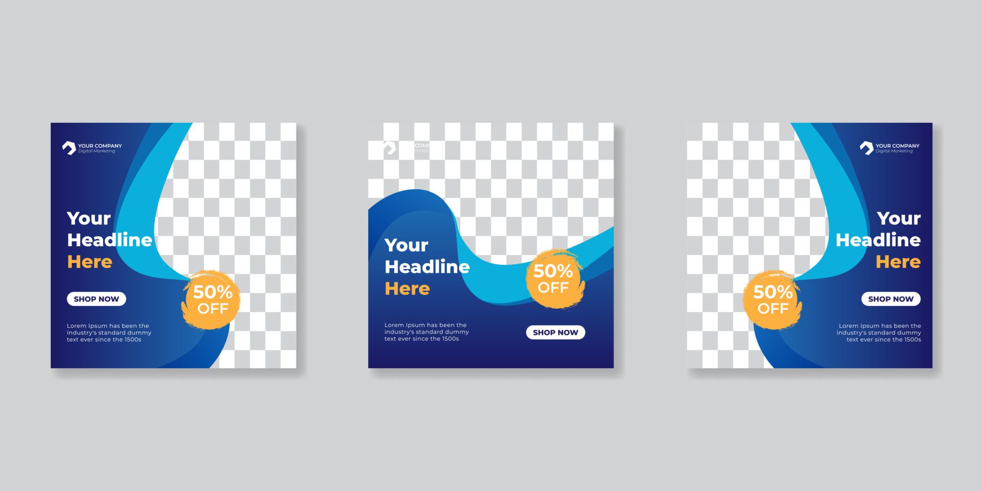 Modern promotion square web banner for social media mobile apps. Free Vector