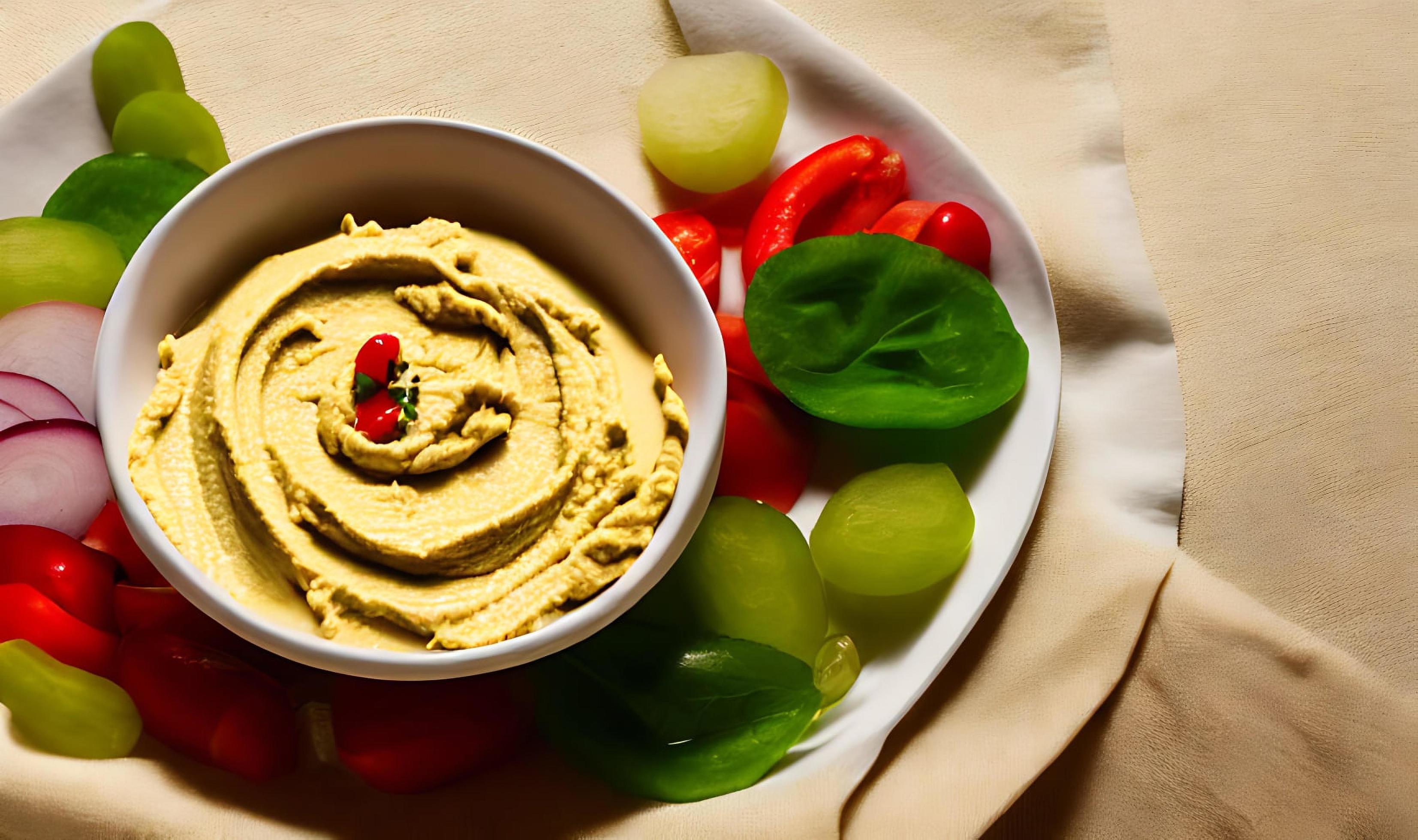 Healthy food. Traditional freshly made organic hummus. Stock Free