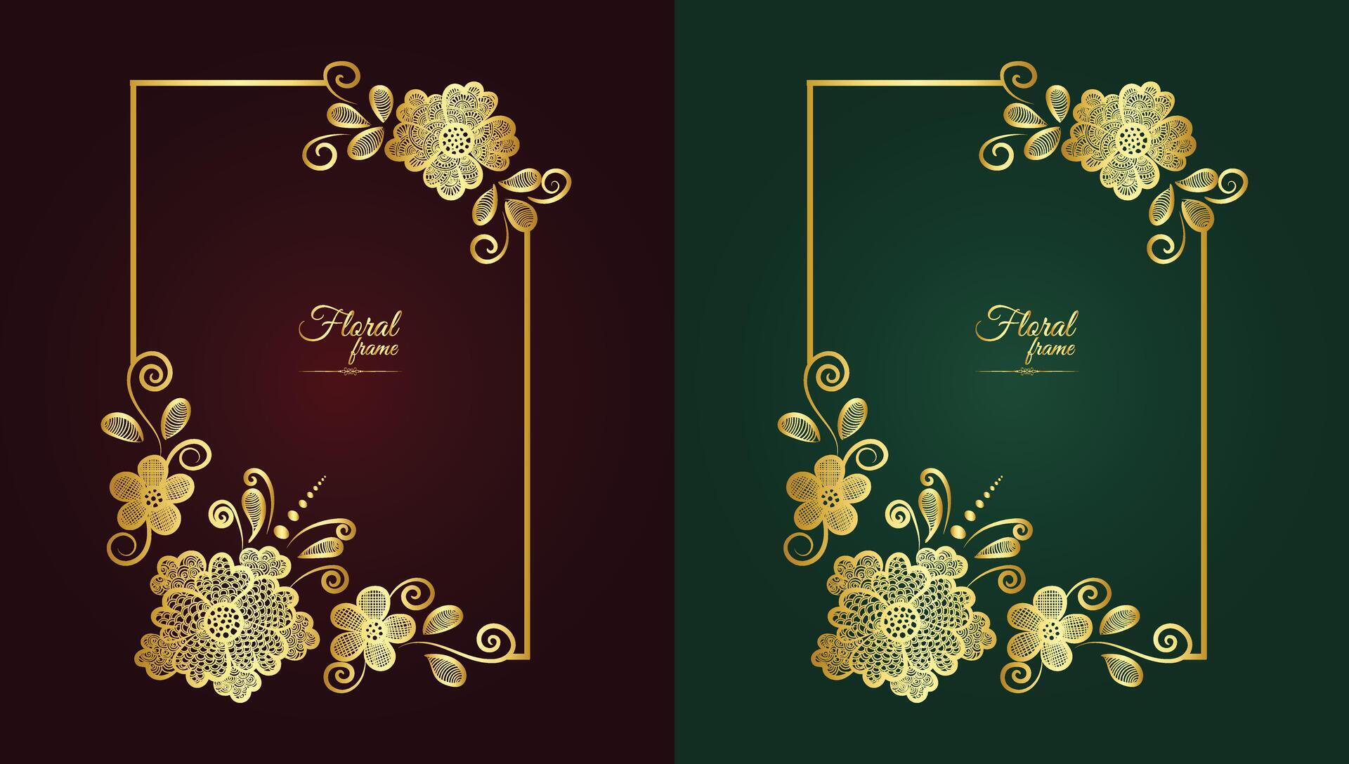 Flower Decorative Gold Frames And luxury Floral frame Stock Free