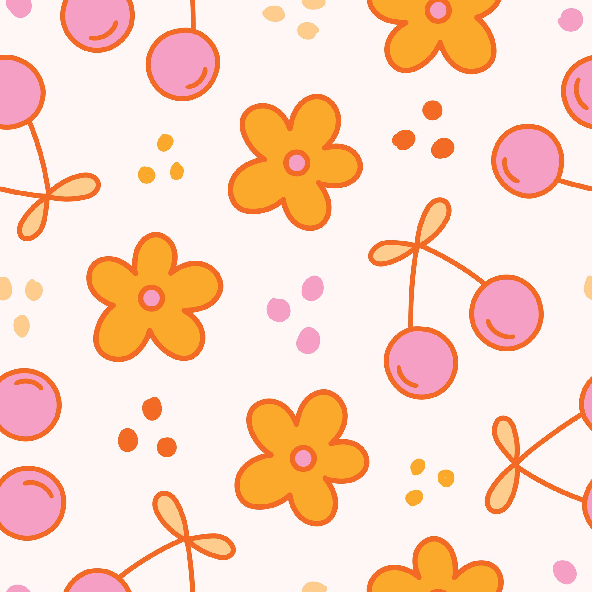 Retro Cherry Pattern Floral Cherries Seamless Pattern Cherry Background Free Vector