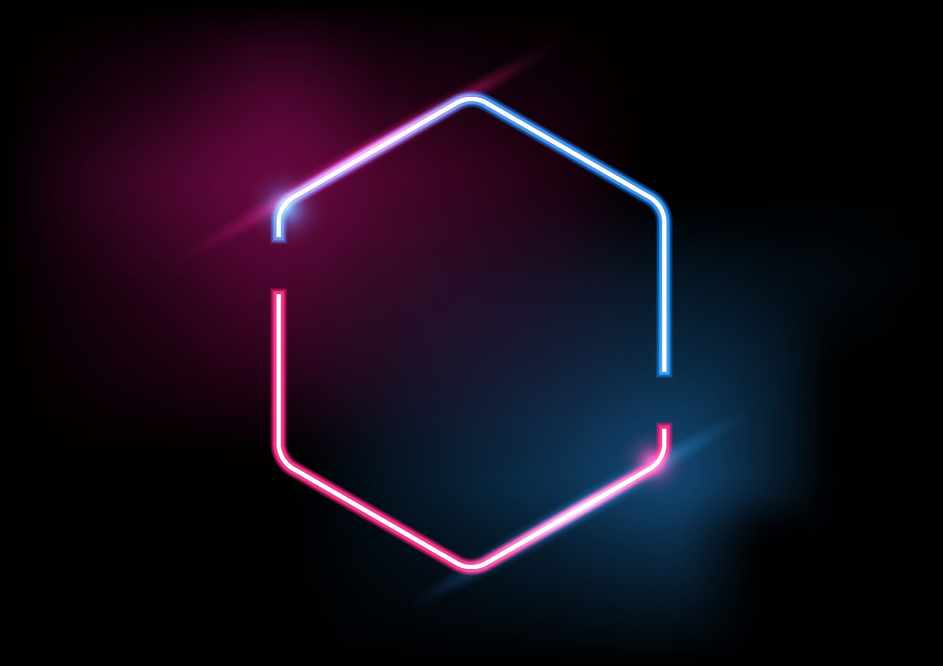 Abstract geometric hexagon frame border light neon Effect, vector, illustration. Free Vector