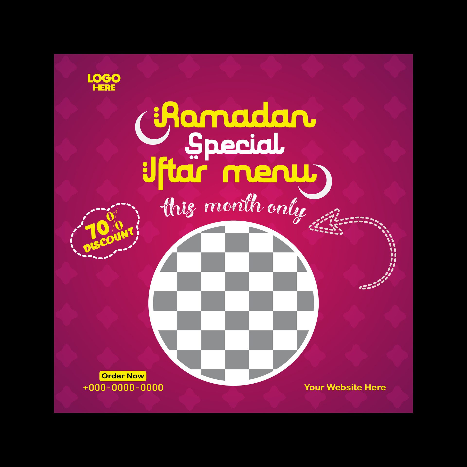 Ramadan iftar menu food post design and social media banner template Free Vector