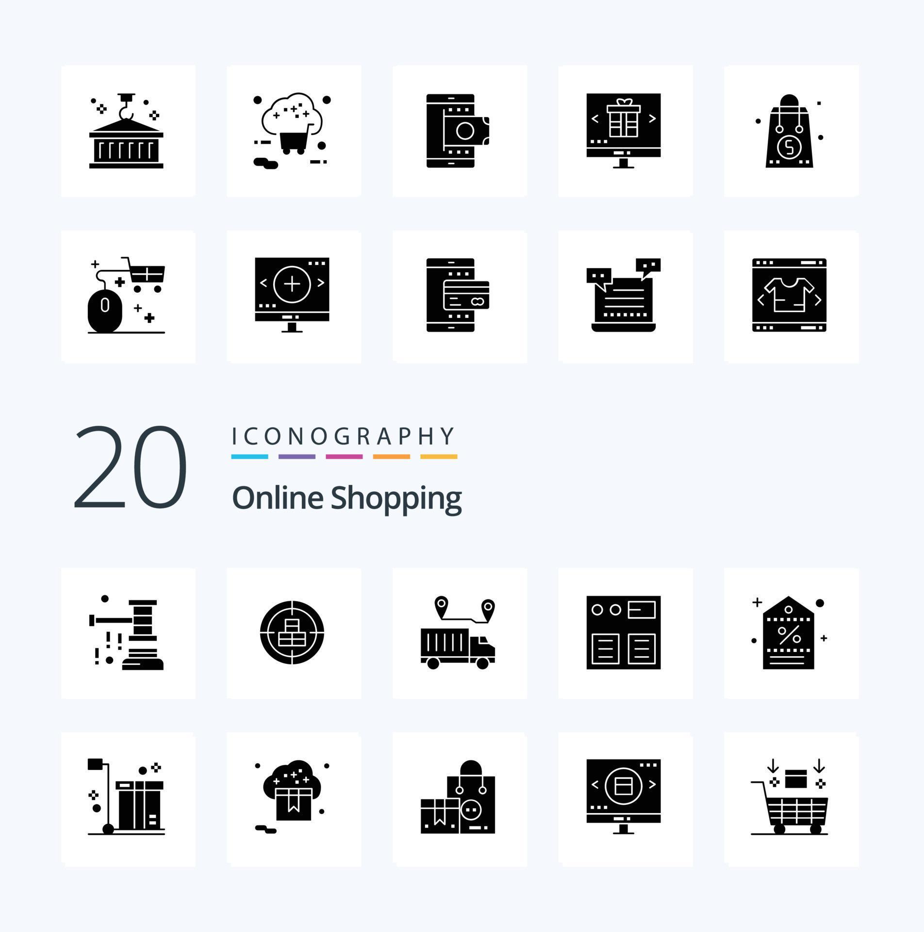 20 OnSolid Glyph Shopping Solid Glyph icon Pack like pay arrow target valentine transportation Stock Free