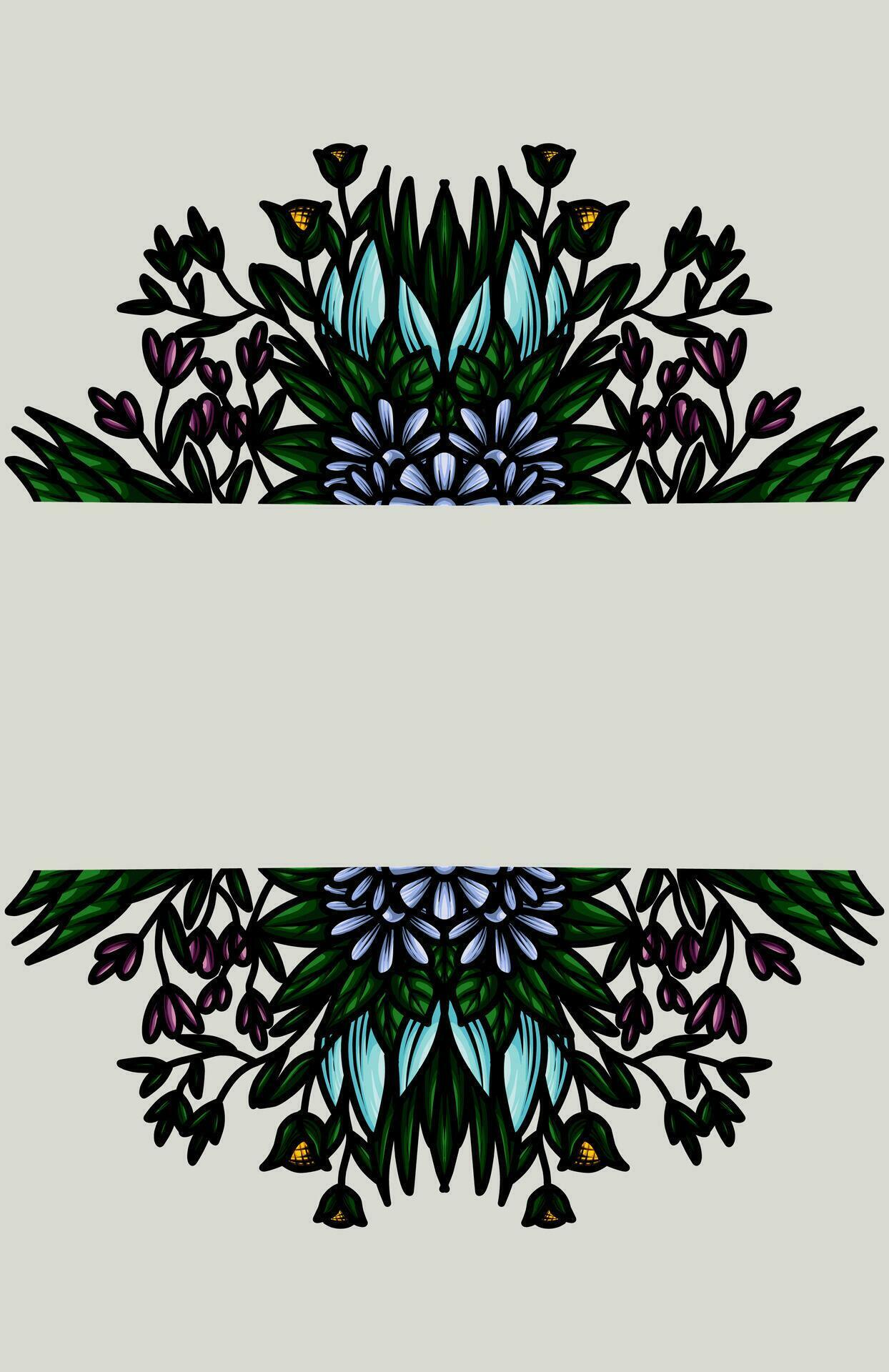 frame the border with an arrangement of leaves and flowers Stock Free