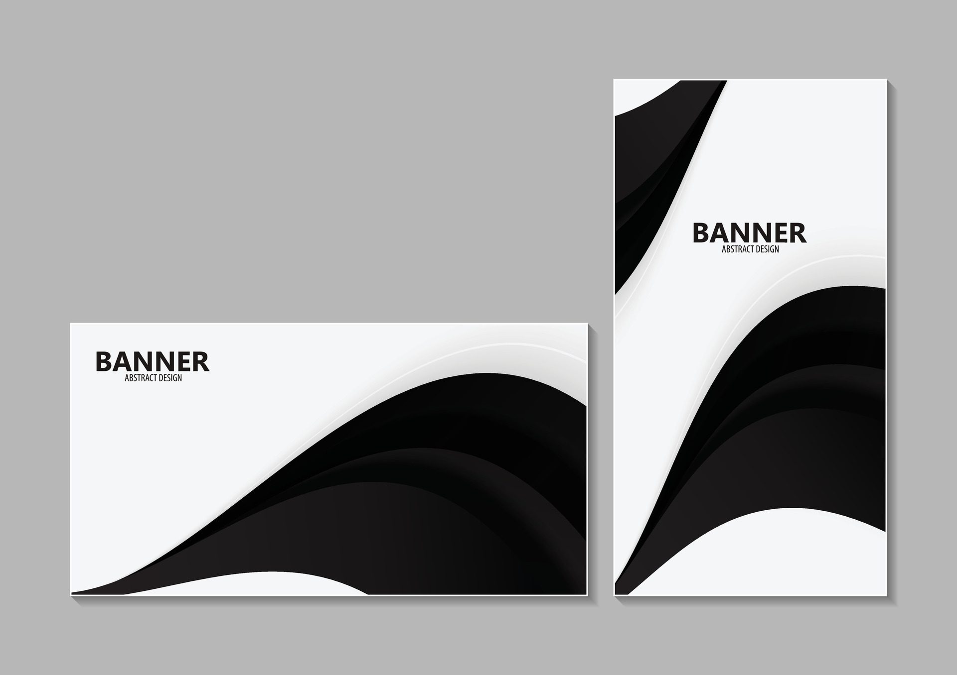 black abstract wave Banner design Free Vector