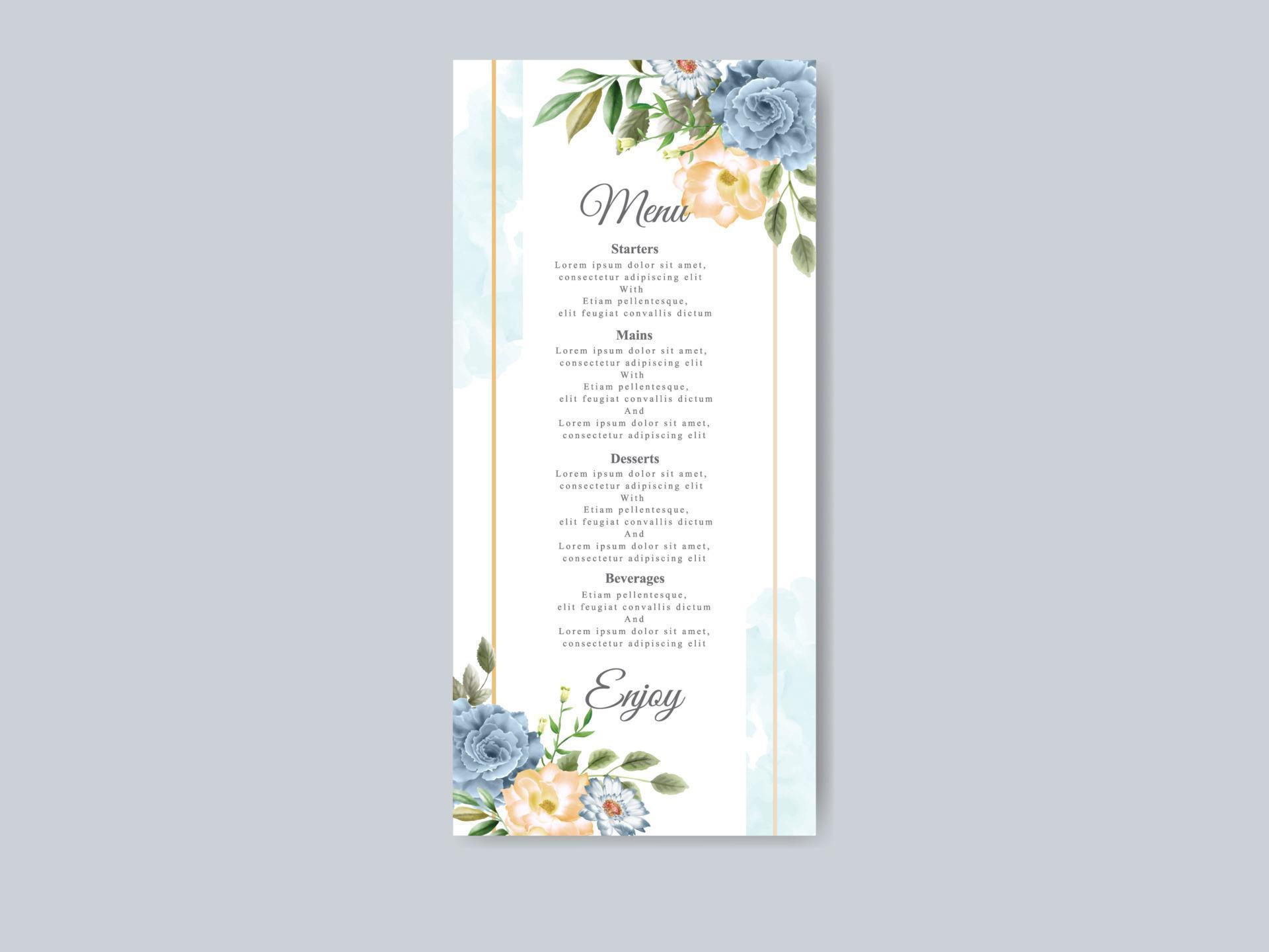 Beautiful blue flowers wedding invitation card template Stock Free