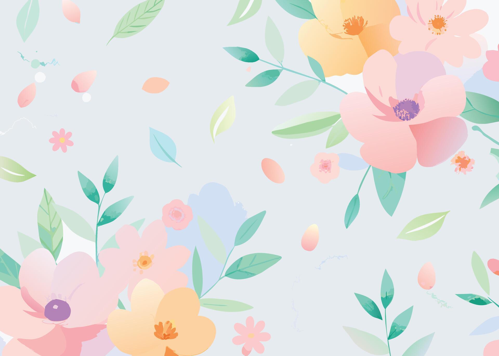 Seamless floral pattern with flowers and leaves. Pastel Color Stock Free