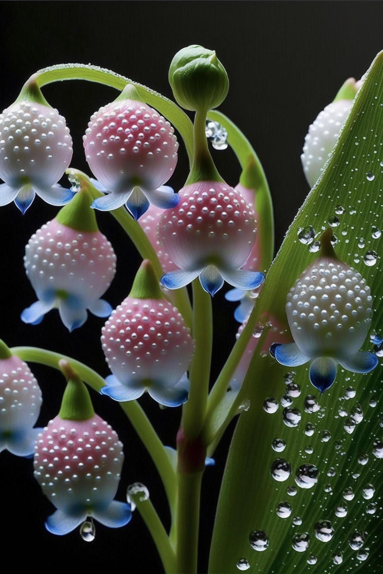 close up of a flower with water droplets on it. . Stock Free