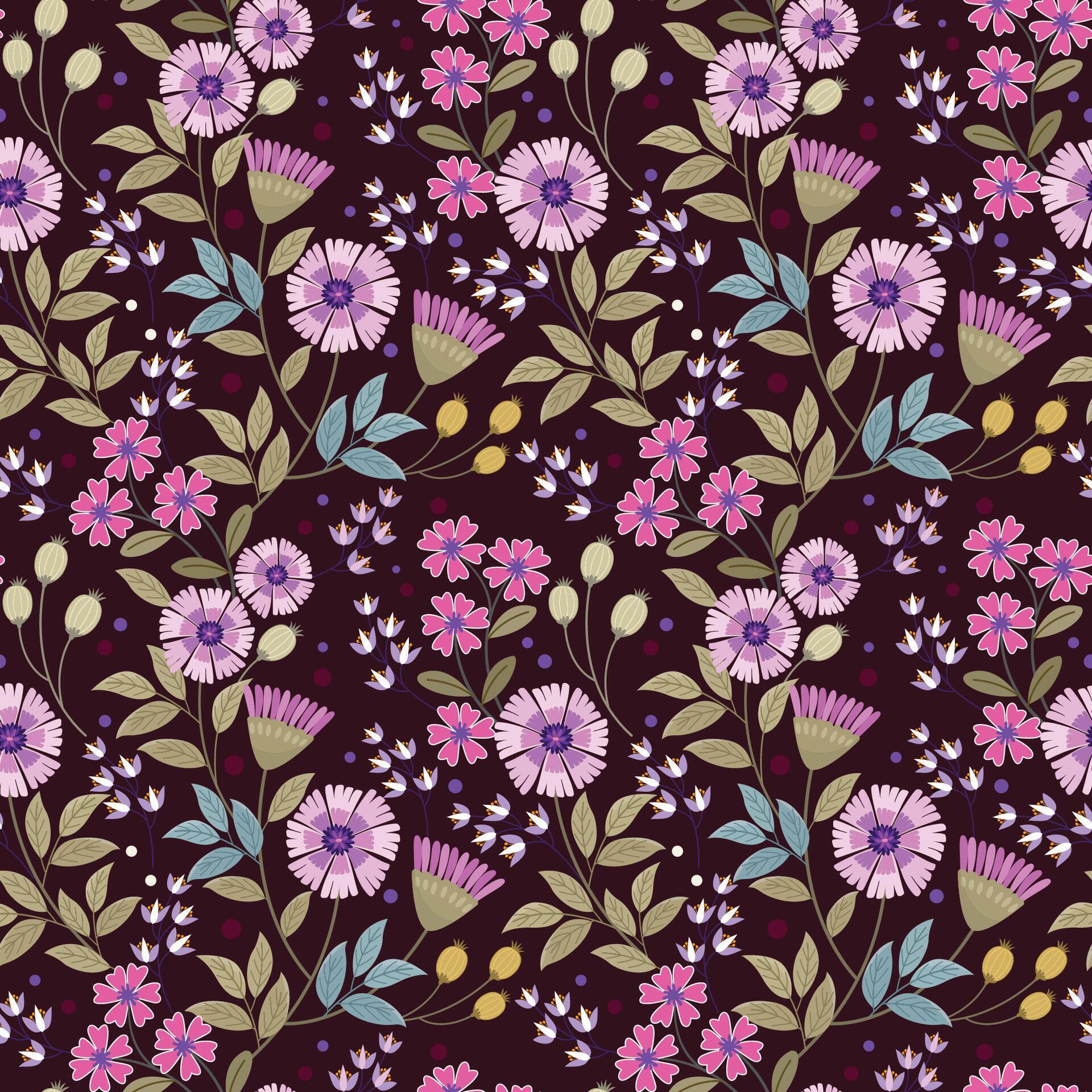 Beautiful blooming flowers on purple color background. Stock Free