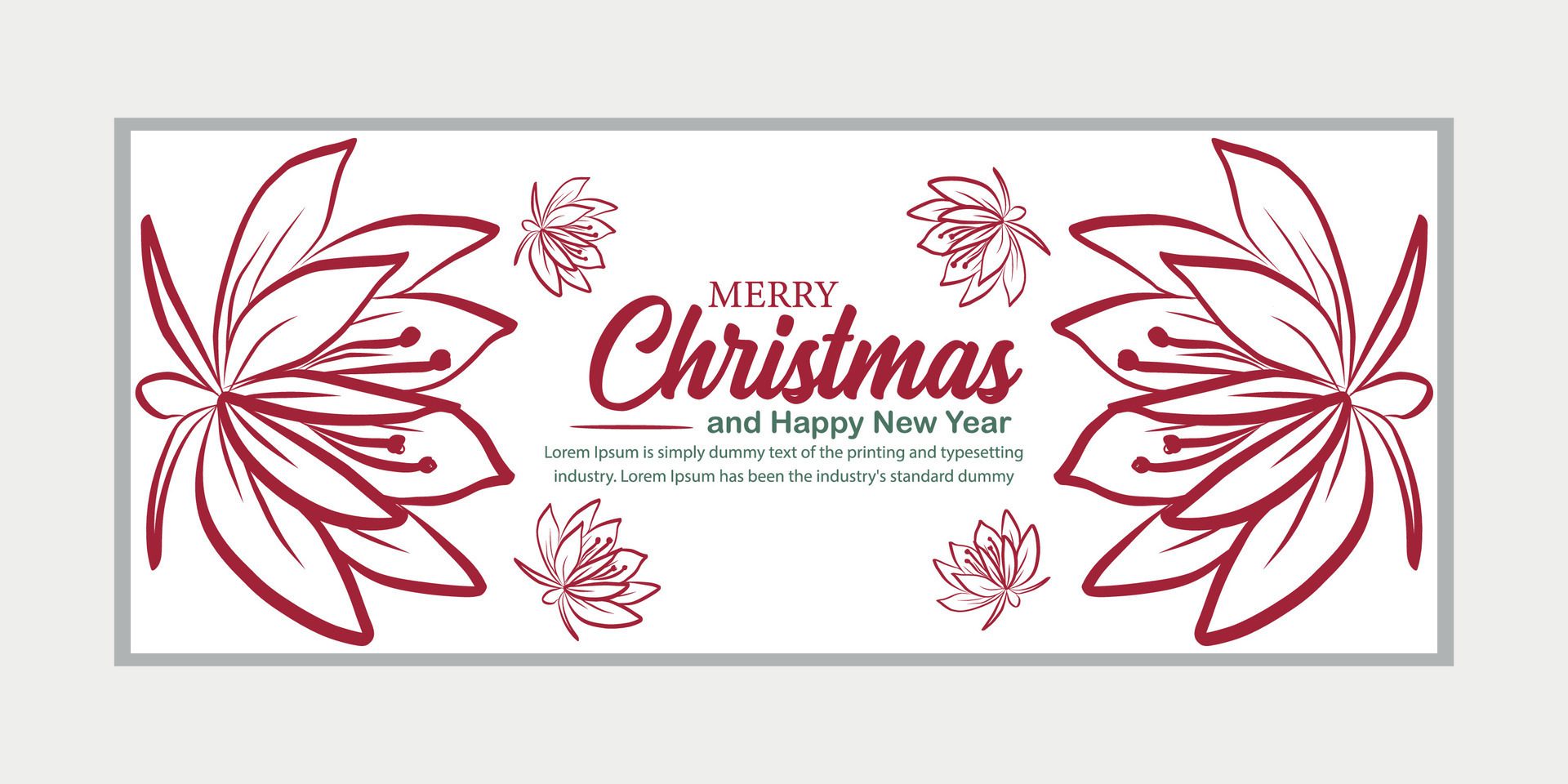 merry christmas banner set and happy new year banner, social media cover and web banner Free Vector