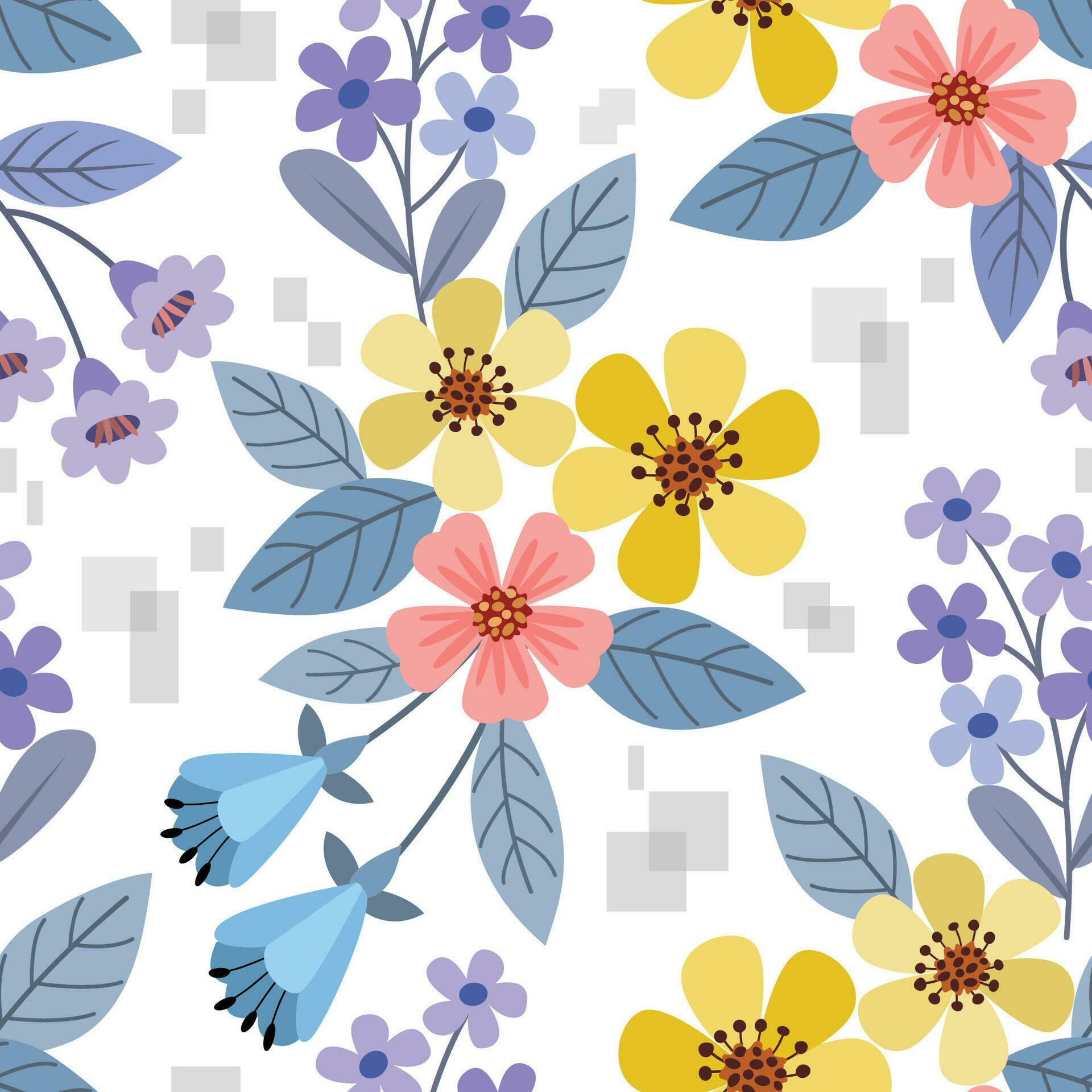 Colorful hand draw flowers seamless pattern Stock Free