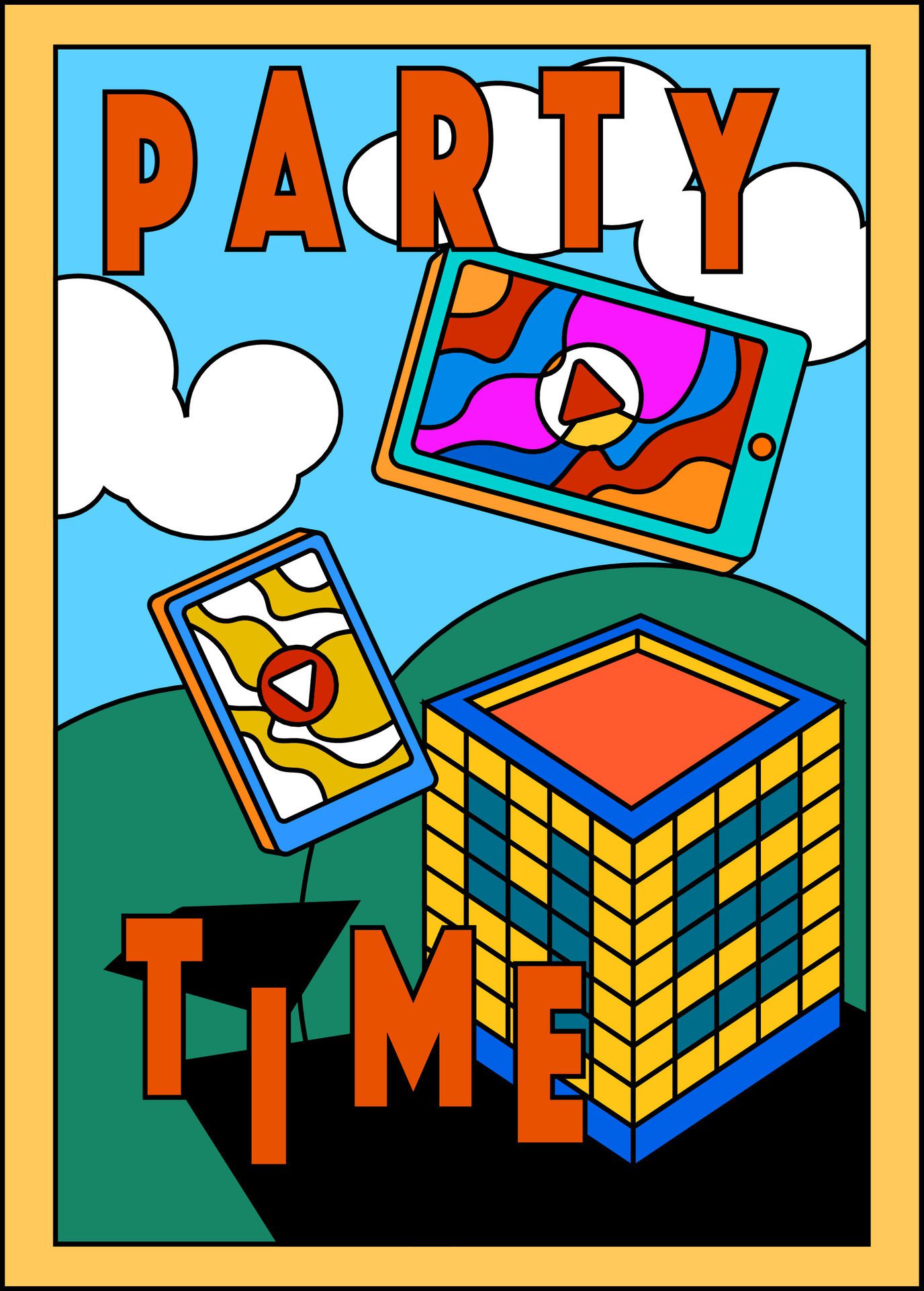 party time illustration for background, banner, poster, flyer, template, design, etc Free Vector