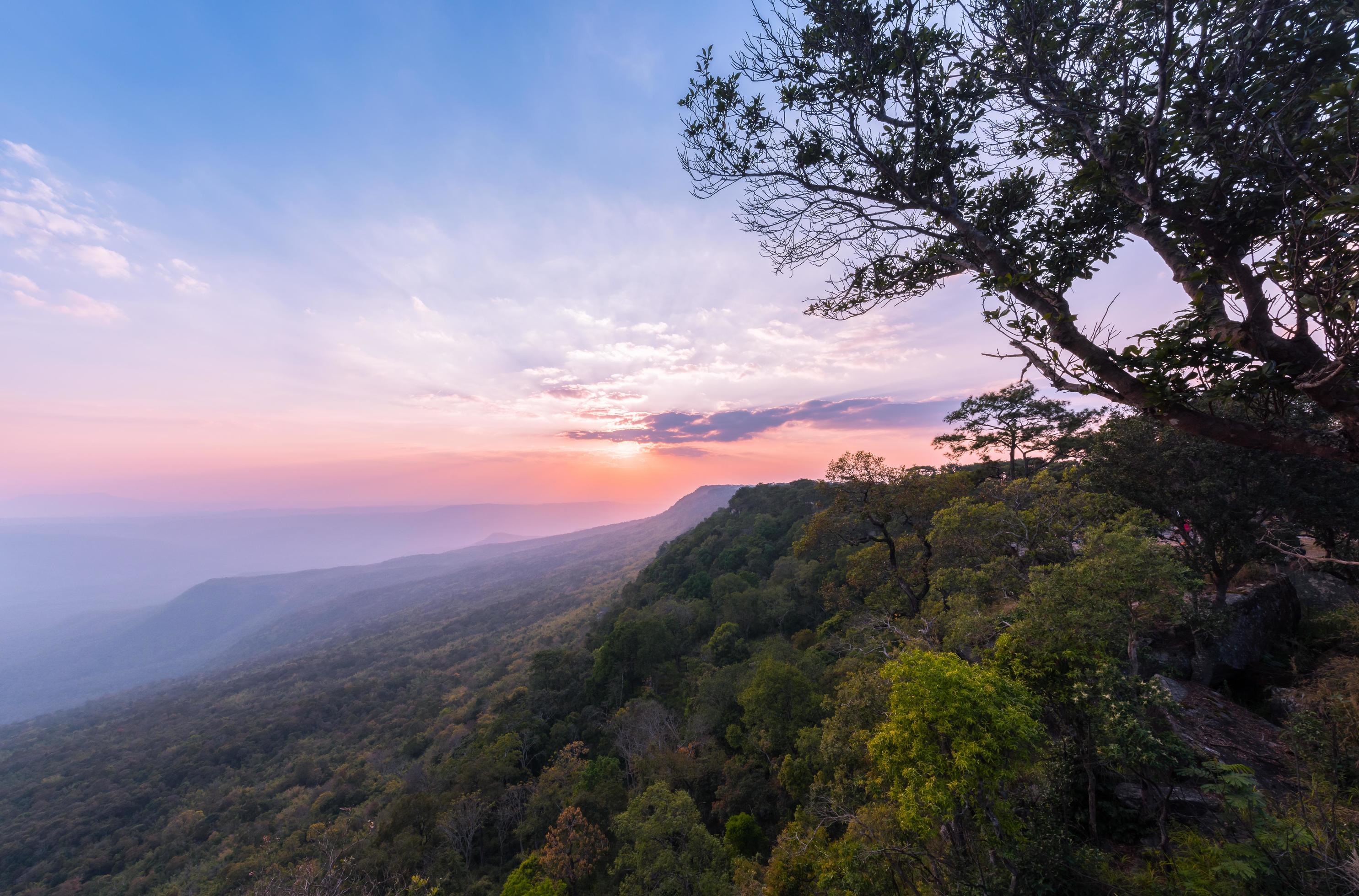 beautiful sky and sunset at Pha Mak Duk Cliff Stock Free