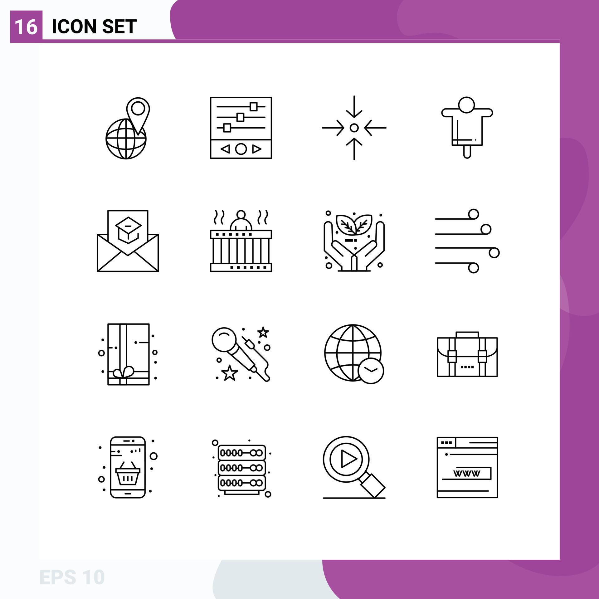 Universal Icon Symbols Group of 16 Modern Outlines of email communication arrow scarecrow farm Editable Vector Design Elements Stock Free