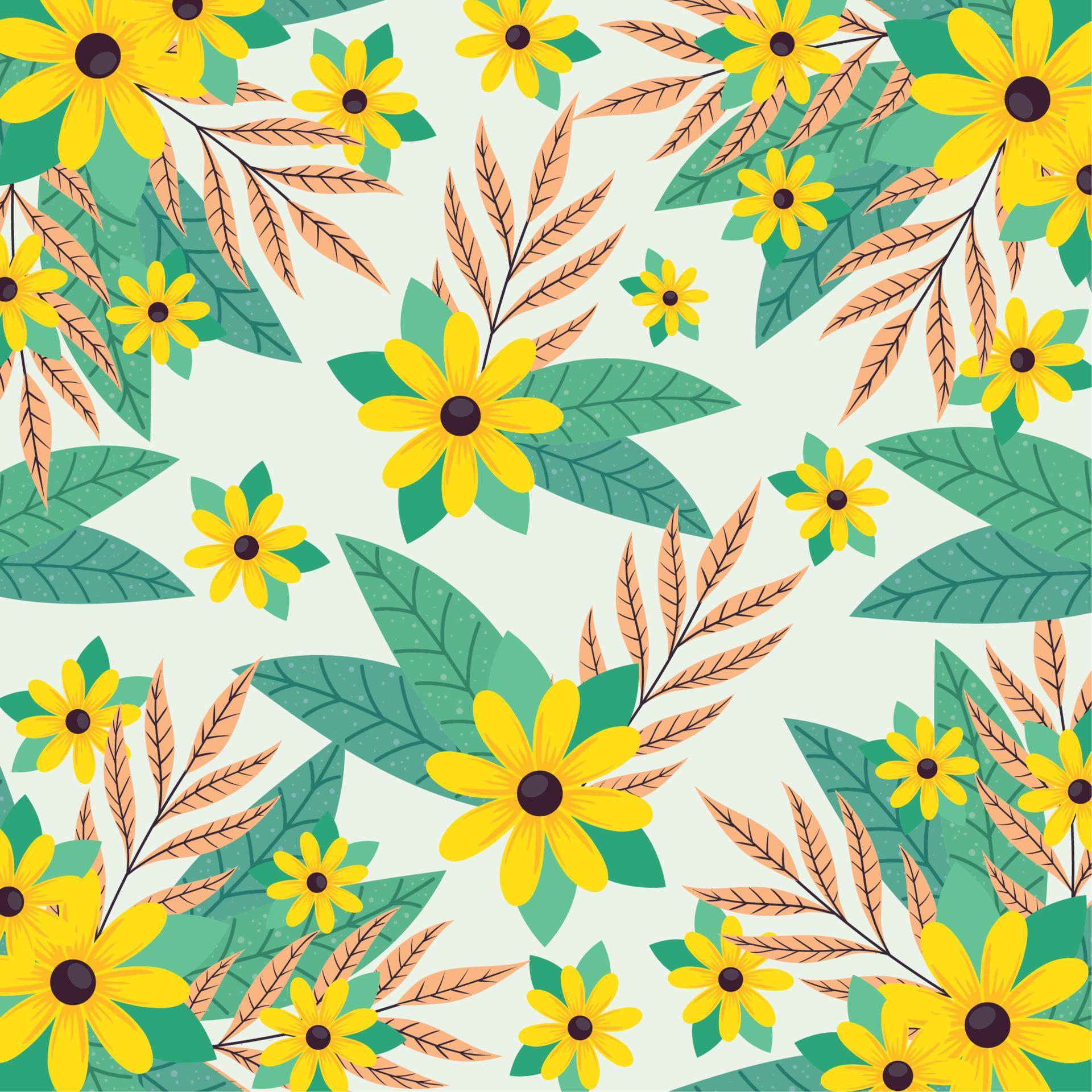 yellow flowers decorative seamless pattern Stock Free