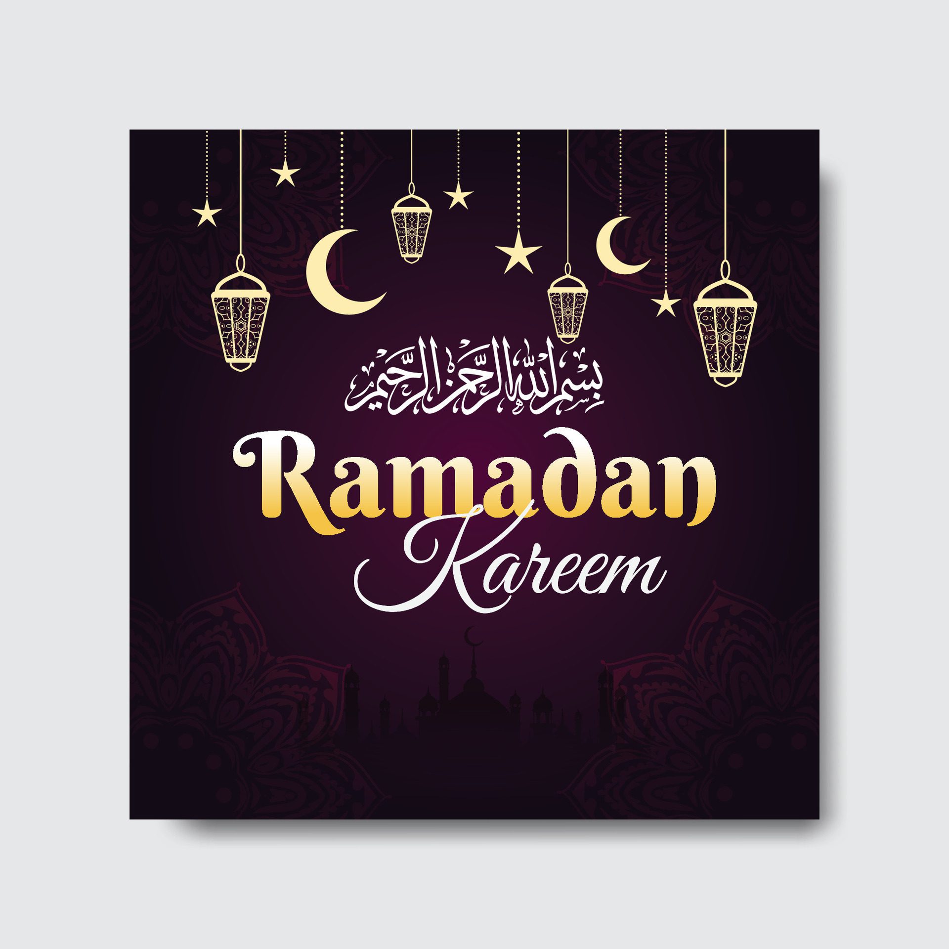 Ramadan Kareem Greetings Social Media Banner Post Design Template Free Vector